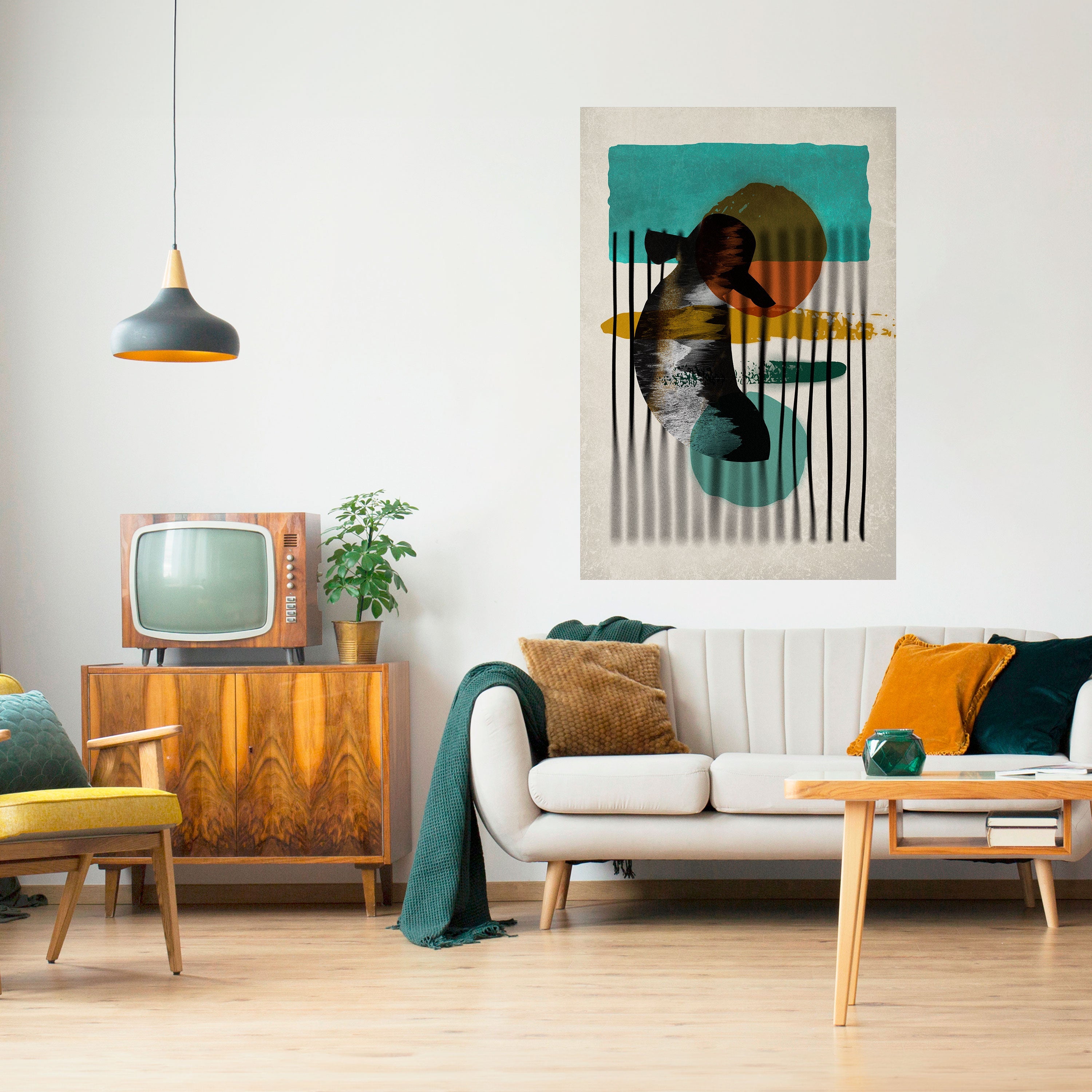 Affiche verticale autocollante Inkwell Turquoise