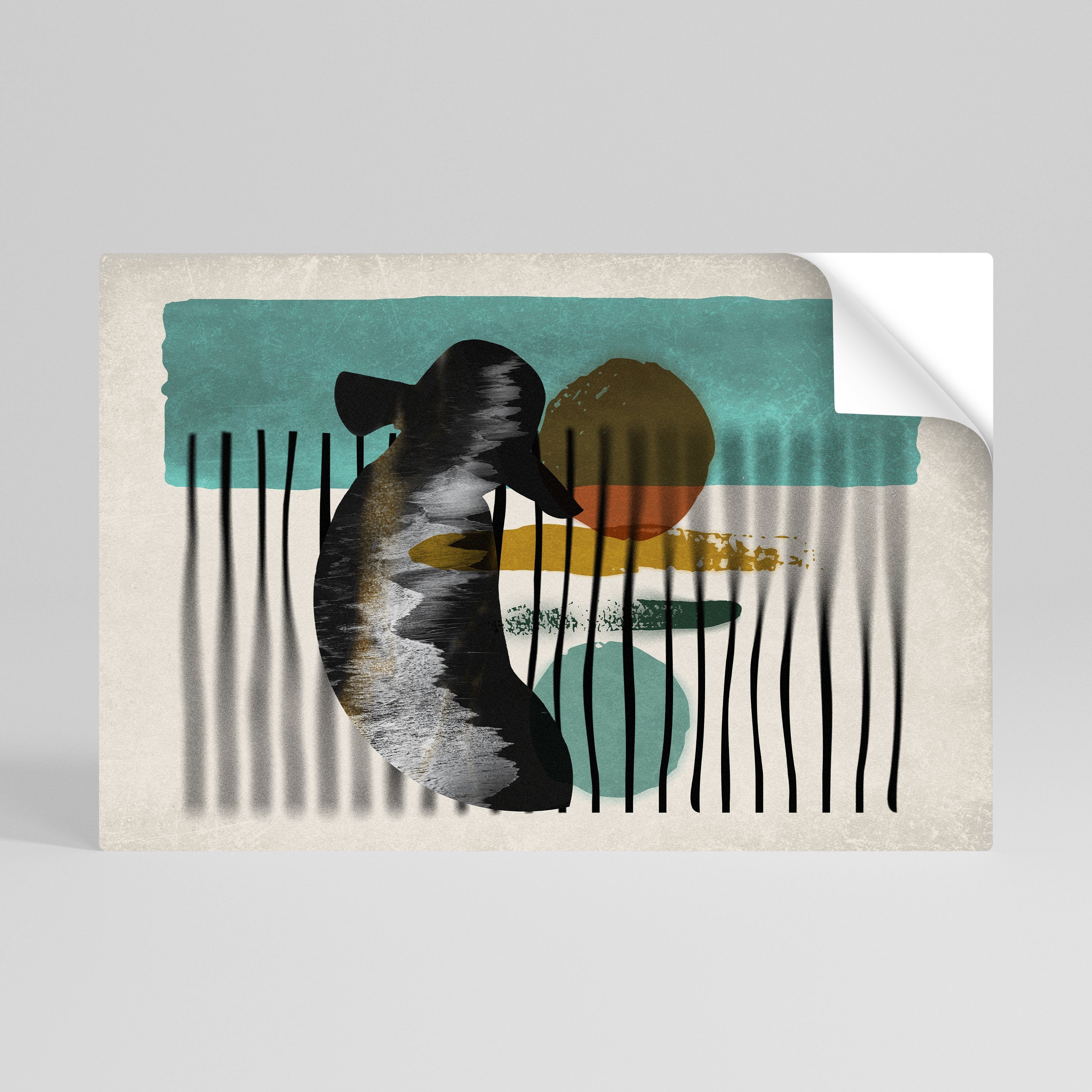 Affiche horizontale autocollante Inkwell Turquoise