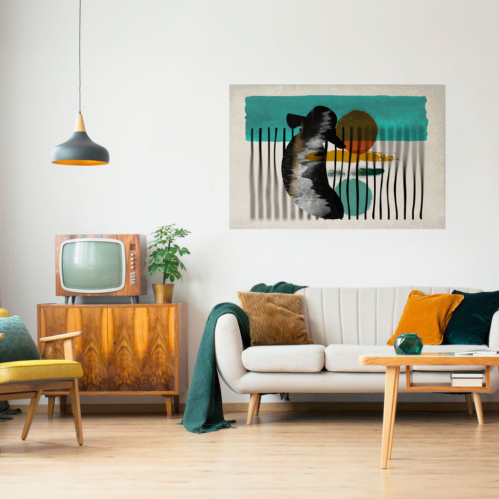 Affiche horizontale autocollante Inkwell Turquoise