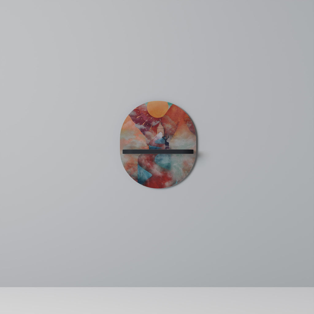 THE DEER MOUNTAIN Oval Art Shelf In Black Finish