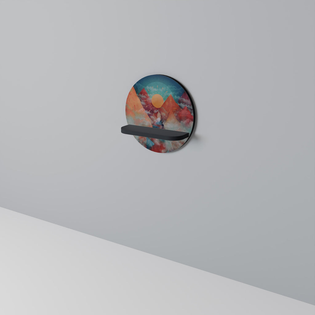 THE DEER MOUNTAIN Round Art Shelf In Black Finish