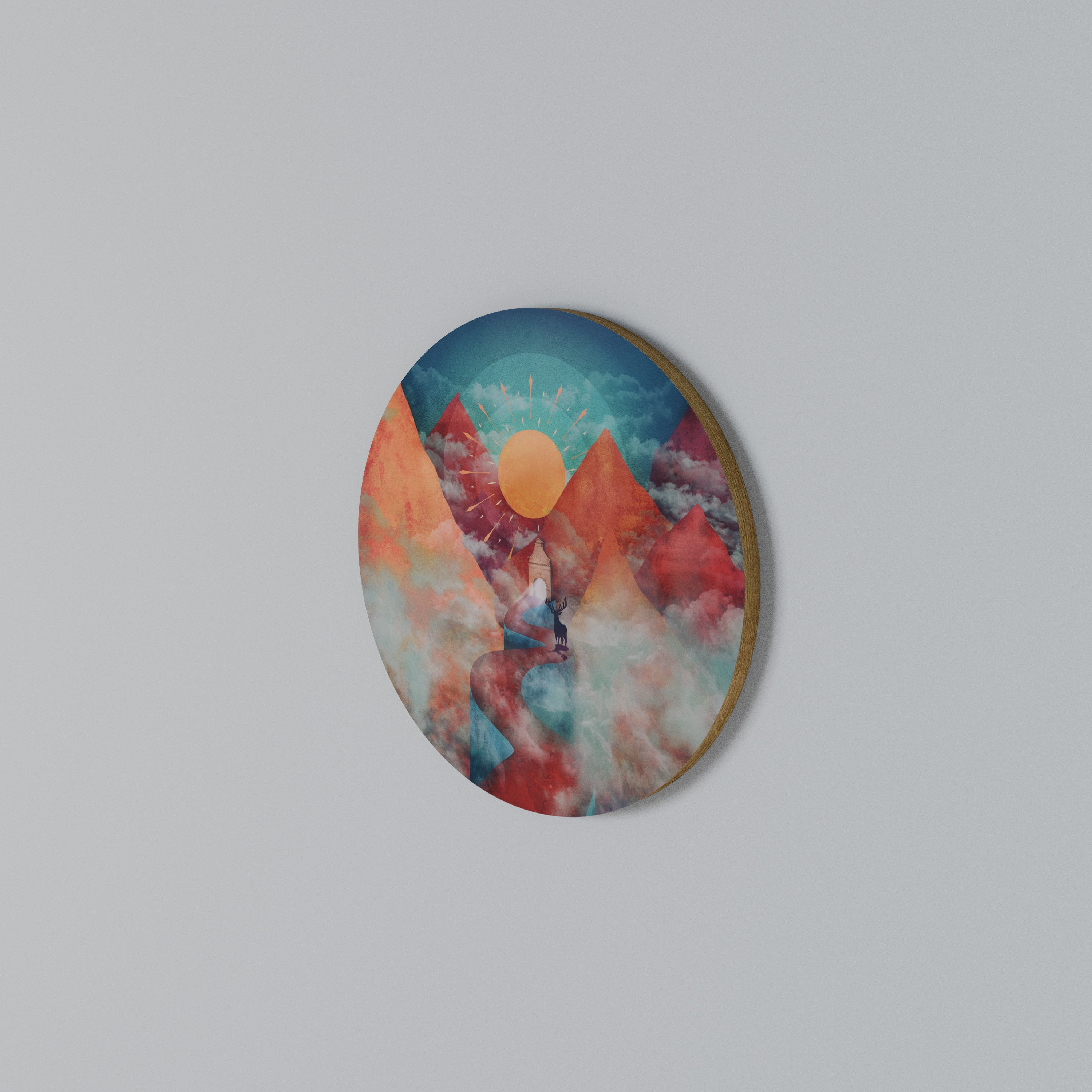 THE DEER MOUNTAIN Round Wall Art