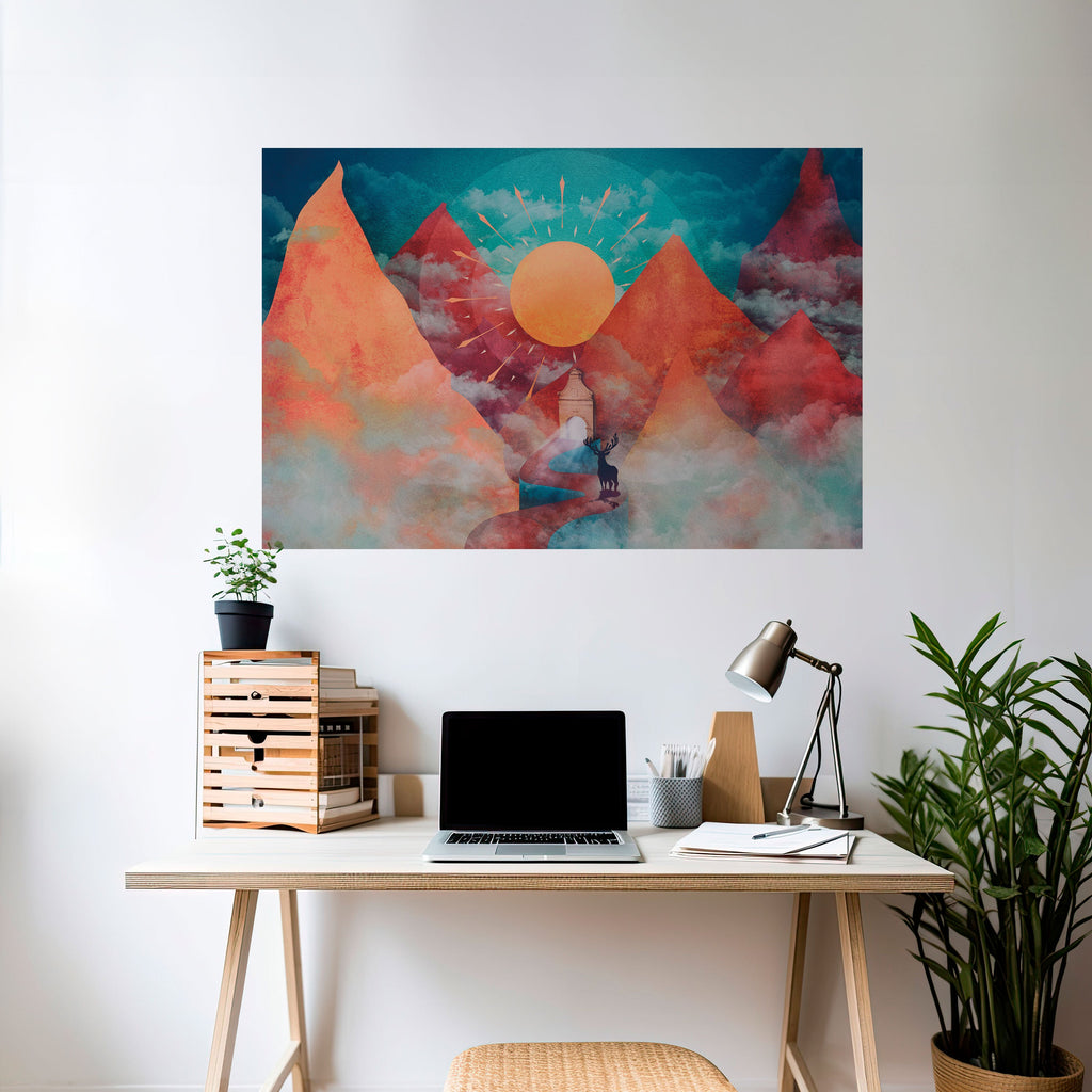 Affiche horizontale autocollante THE DEER MOUNTAIN