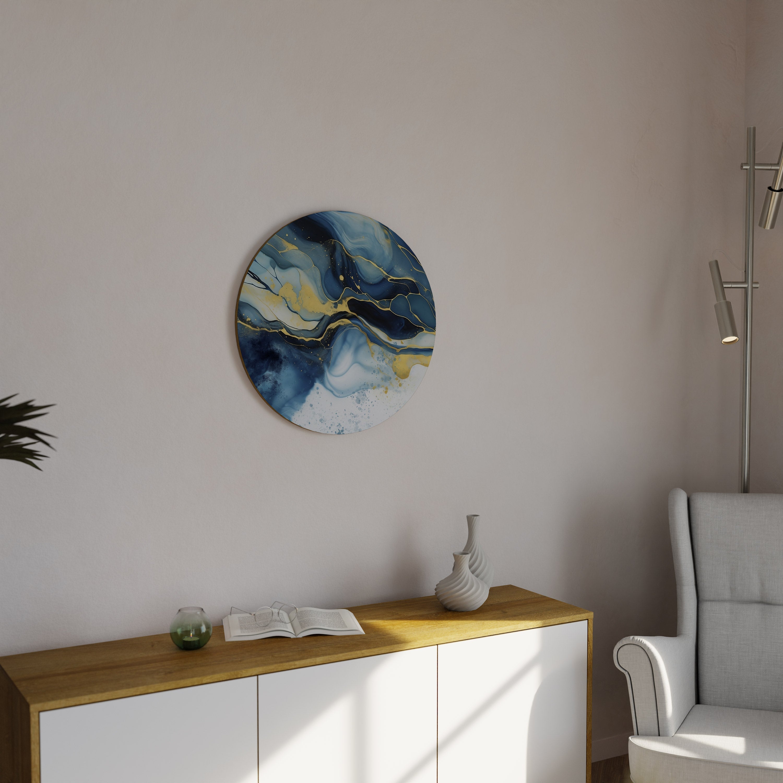 Décoration murale ronde en marbre d'encre
