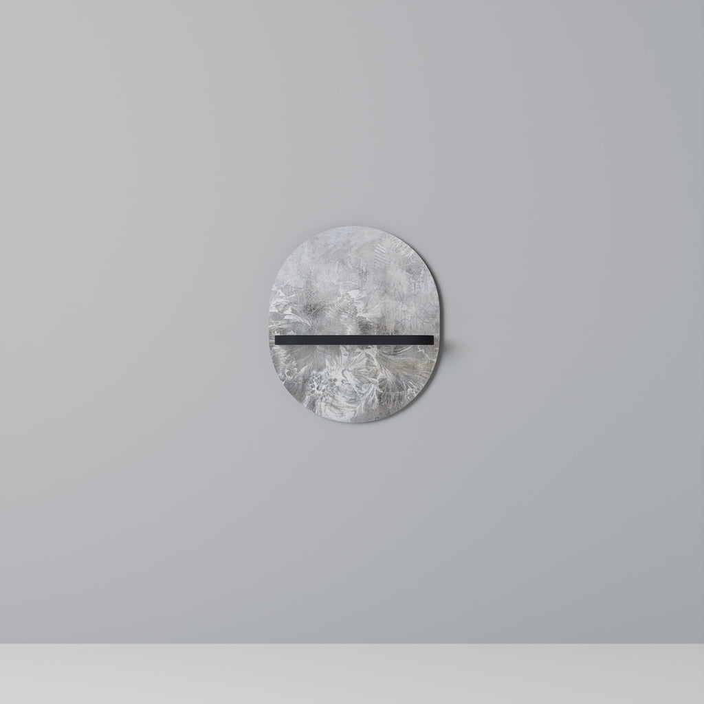 WHITE WHISPER Oval Art Shelf In Black Finish