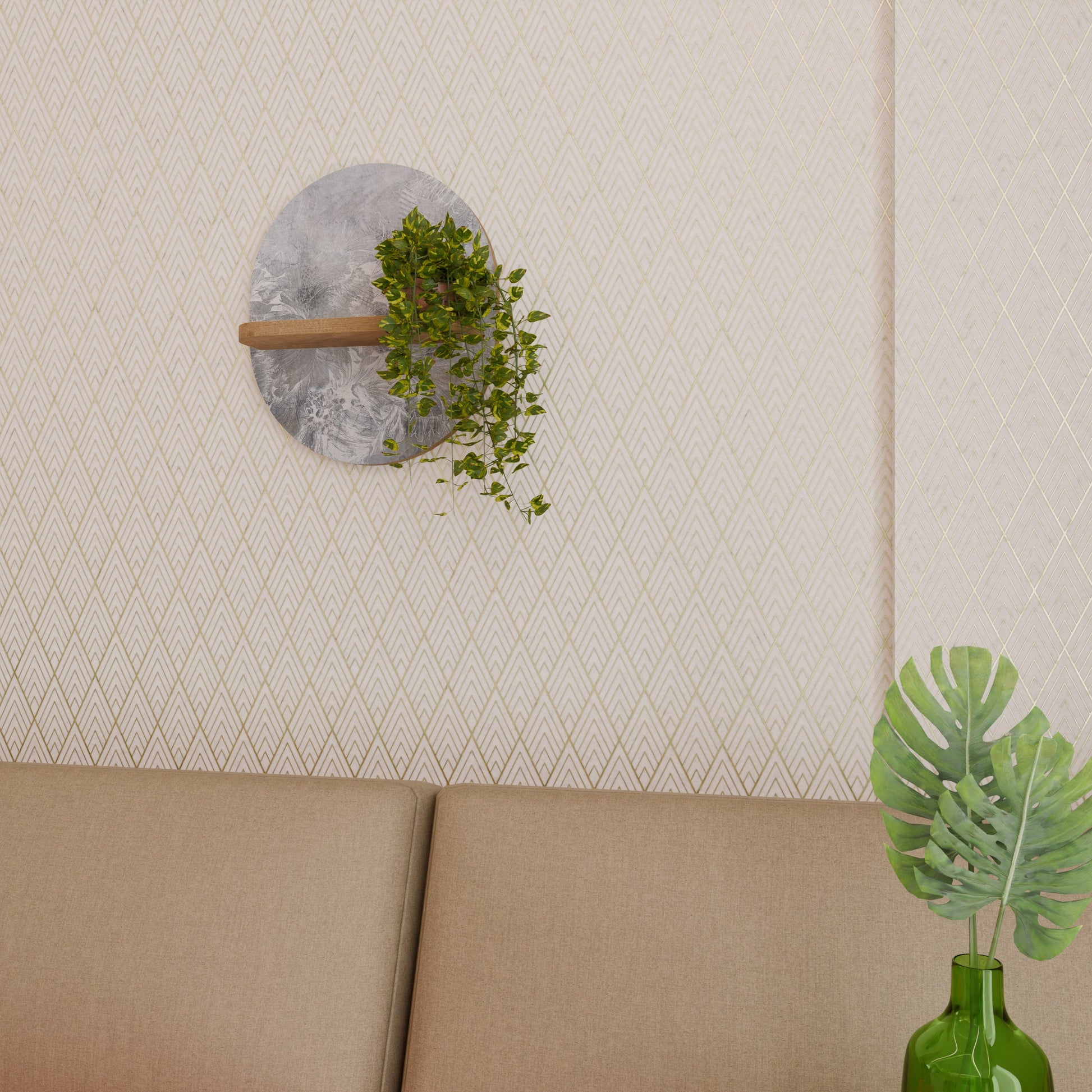 Étagère d'art ovale WHITE WHISPER effet chêne