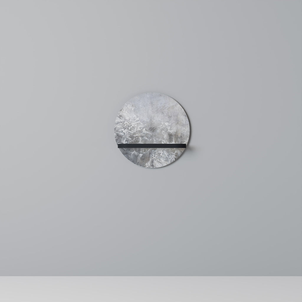 WHITE WHISPER Round Art Shelf In Black Finish