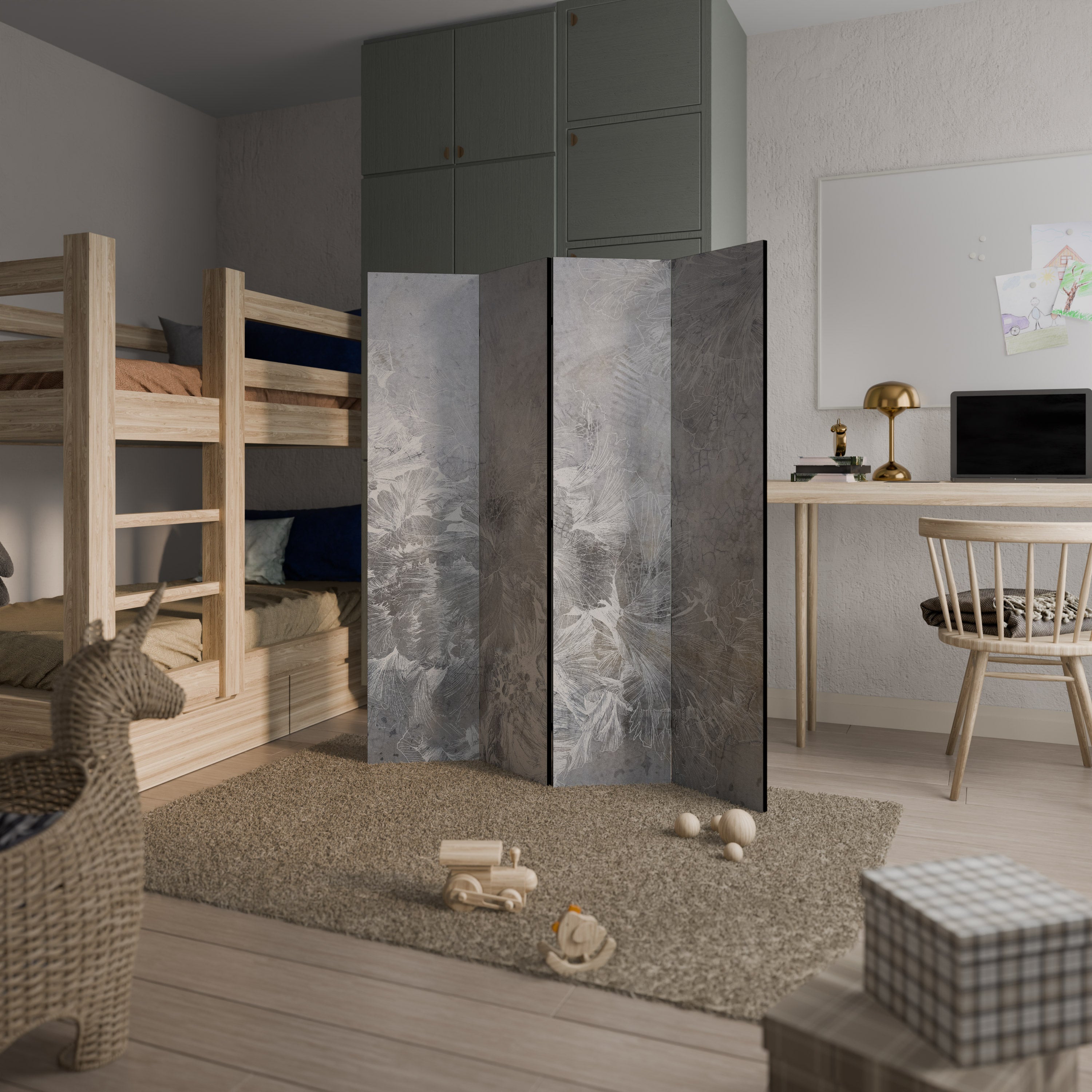 WHITE WHISPER 4-Panel Room Divider