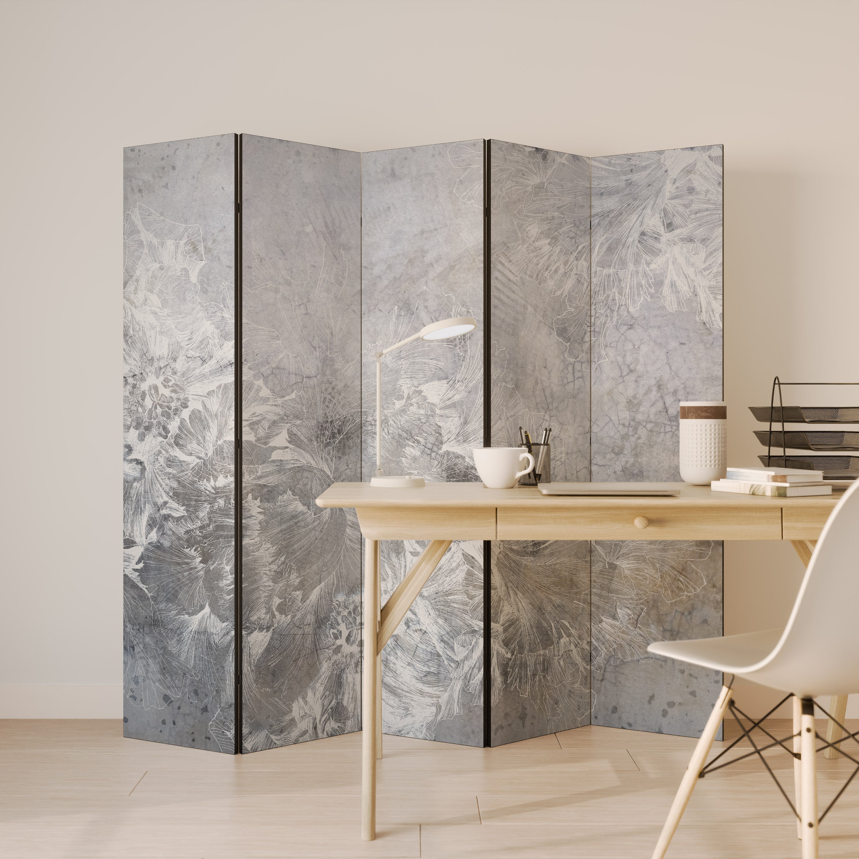 WHITE WHISPER Decorative 5-Panel Room Divider