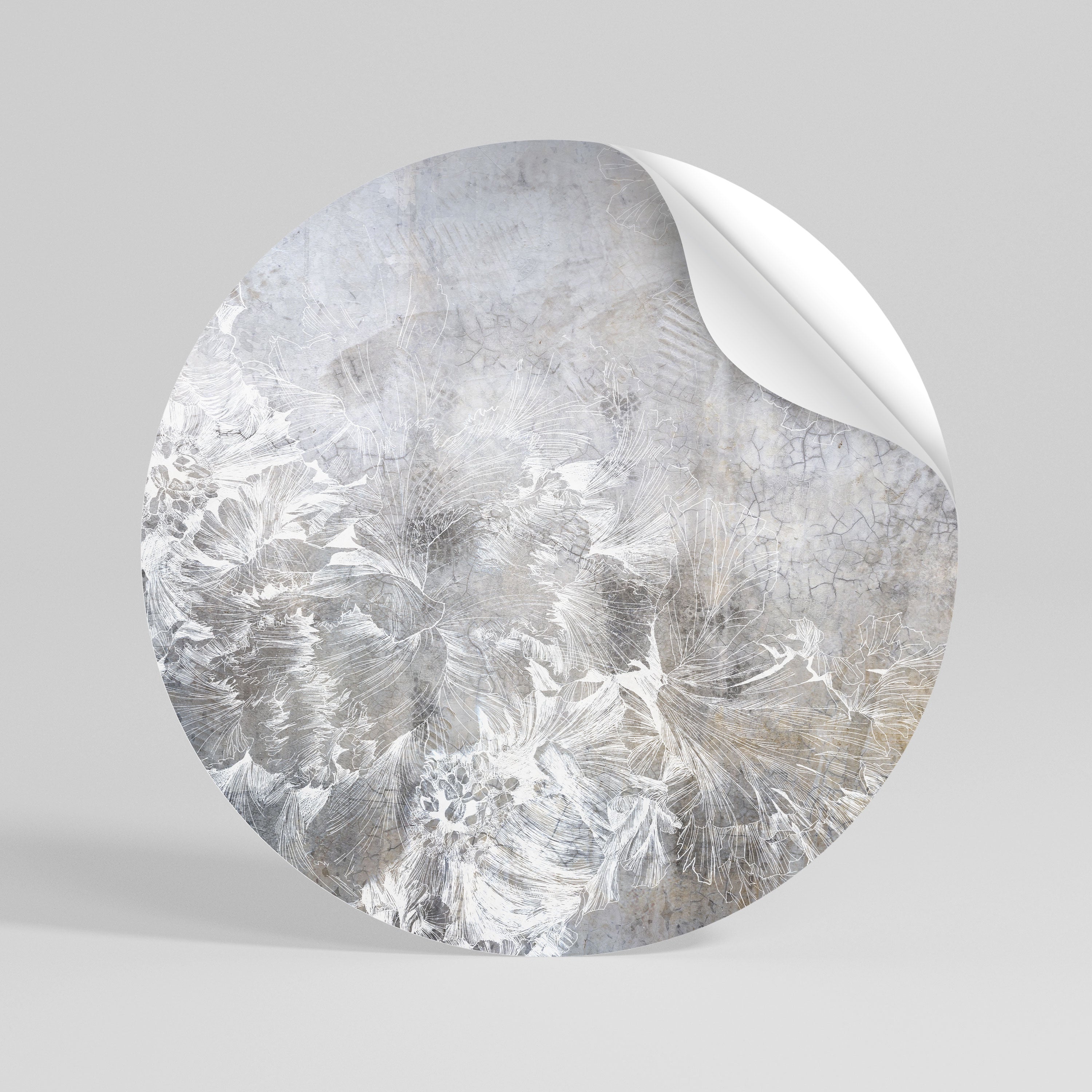 WHITE WHISPER Peel and Stick Round Sticker