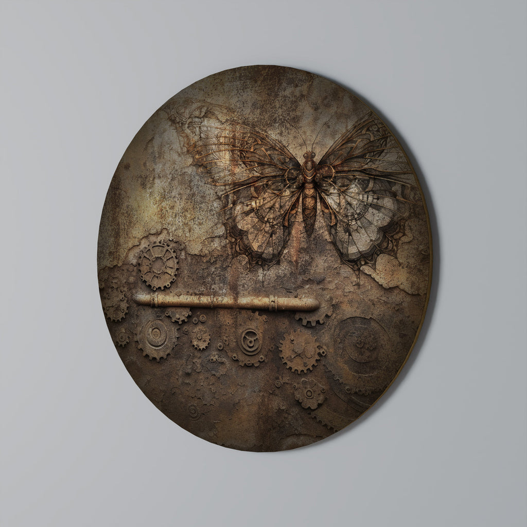Décoration murale ronde PAPILLON MÉCANIQUE