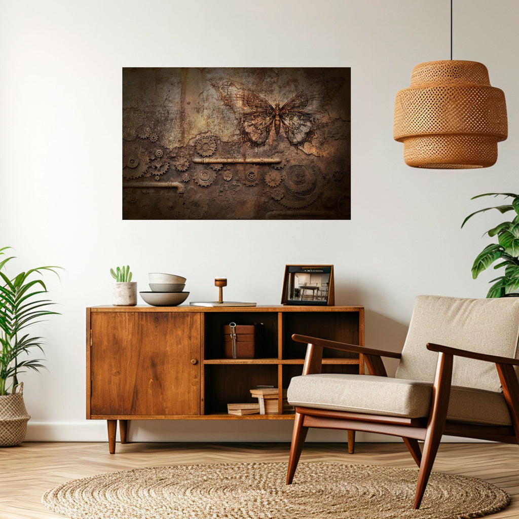 Affiche horizontale autocollante PAPILLON MÉCANIQUE