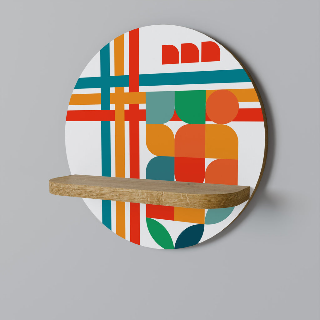 Étagère d'art ronde RADIANT RHAPSODY effet chêne