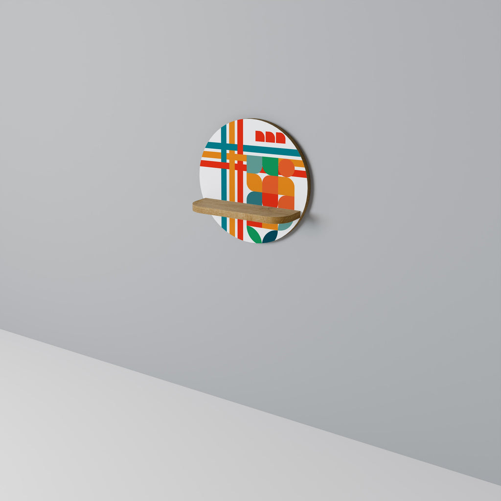 Étagère d'art ronde RADIANT RHAPSODY effet chêne