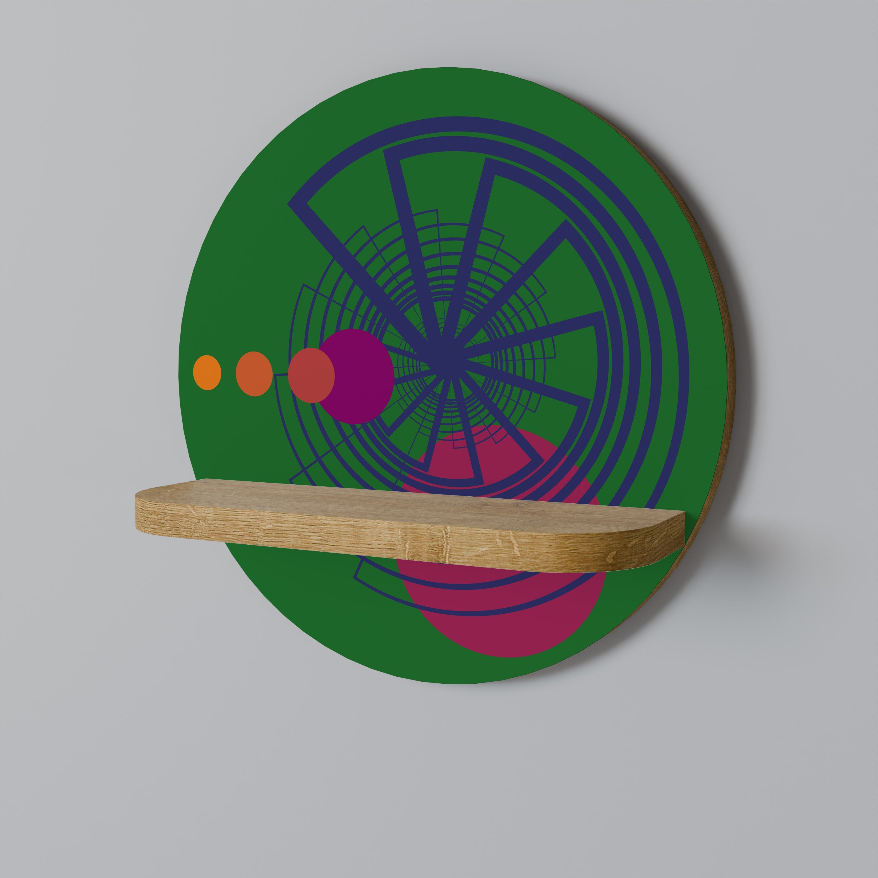 Étagère d'art ronde VIVID COLORWHEEL effet chêne