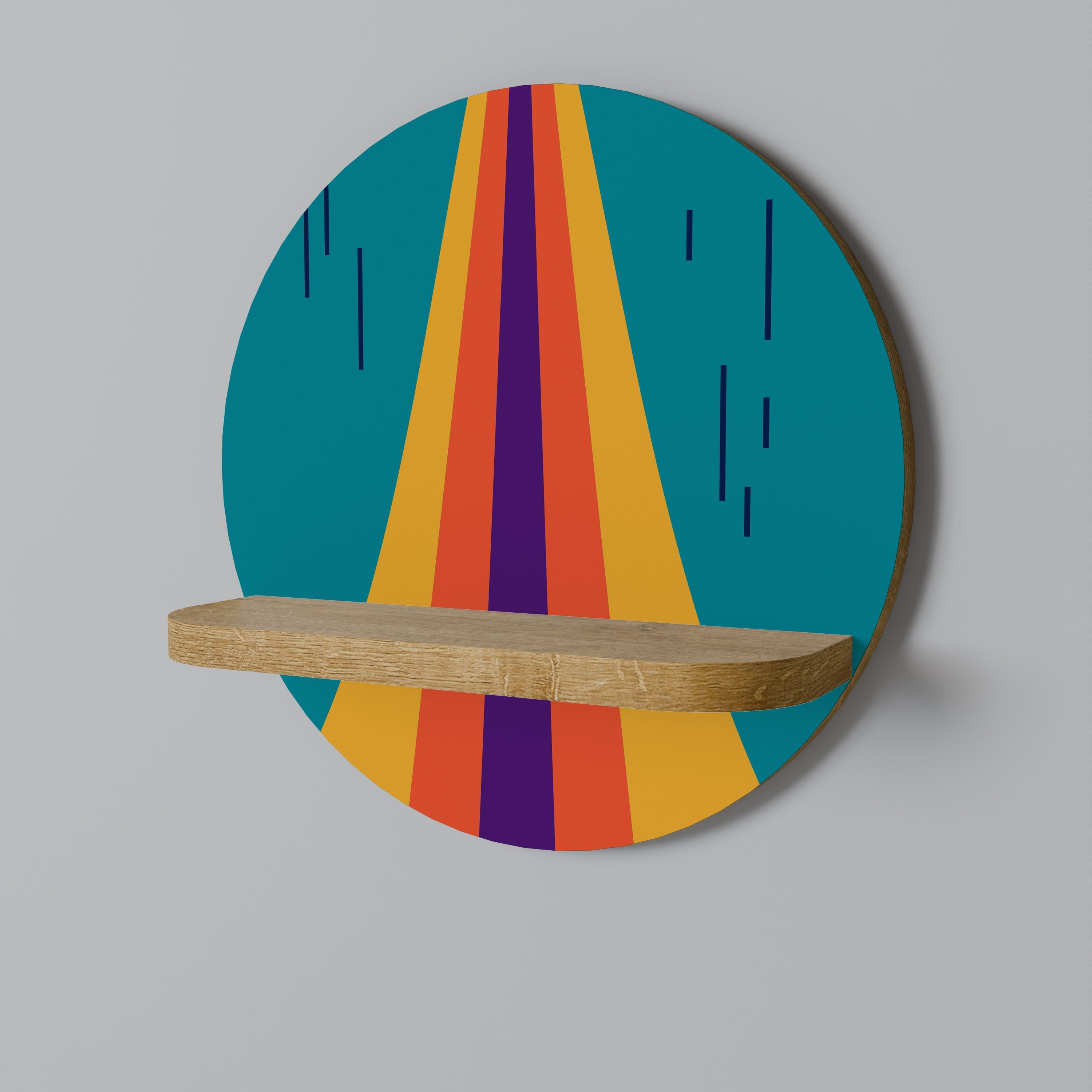 Étagère d'art ronde effet chêne CHROMATIC DREAMSCAPE