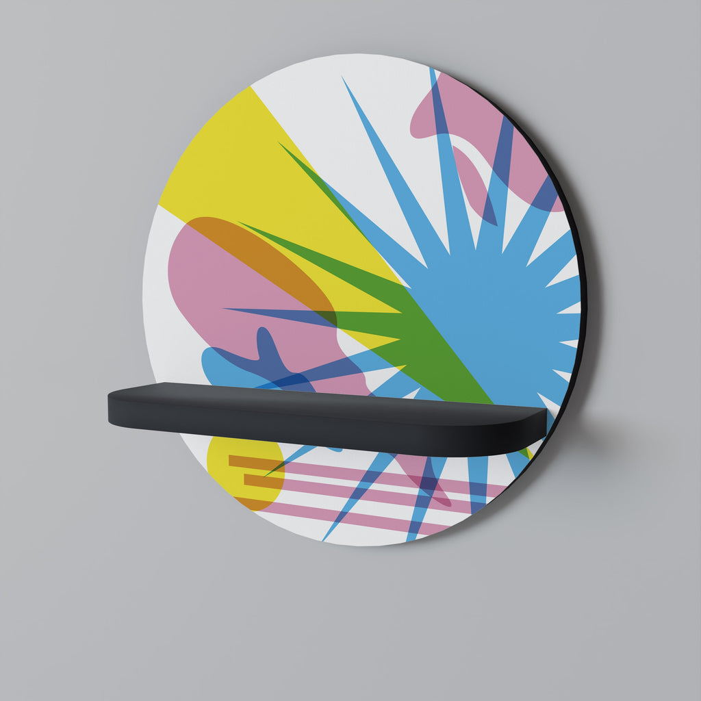 LUMINOUS PARADE Round Art Shelf In Black Finish