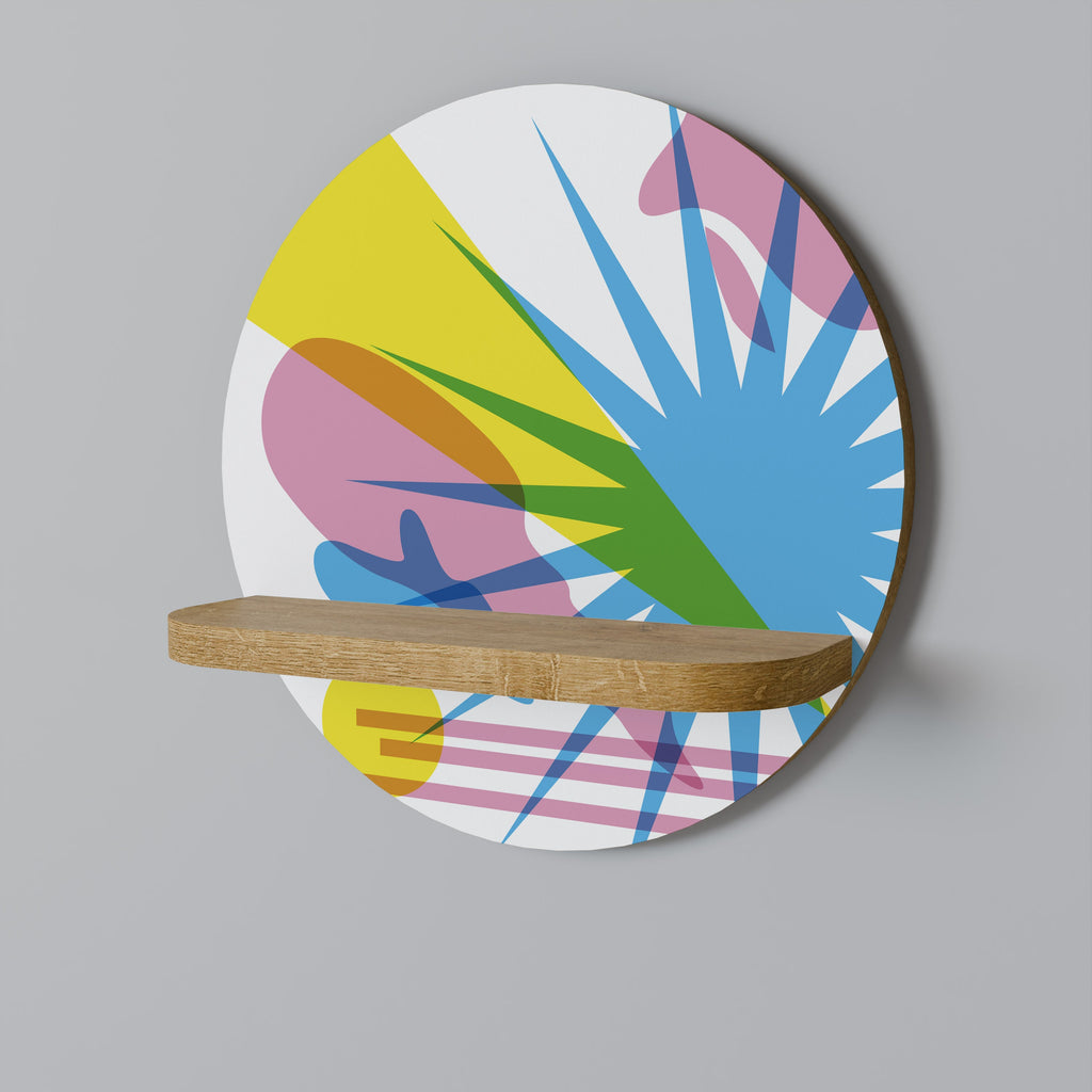 Étagère d'art ronde LUMINOUS PARADE effet chêne