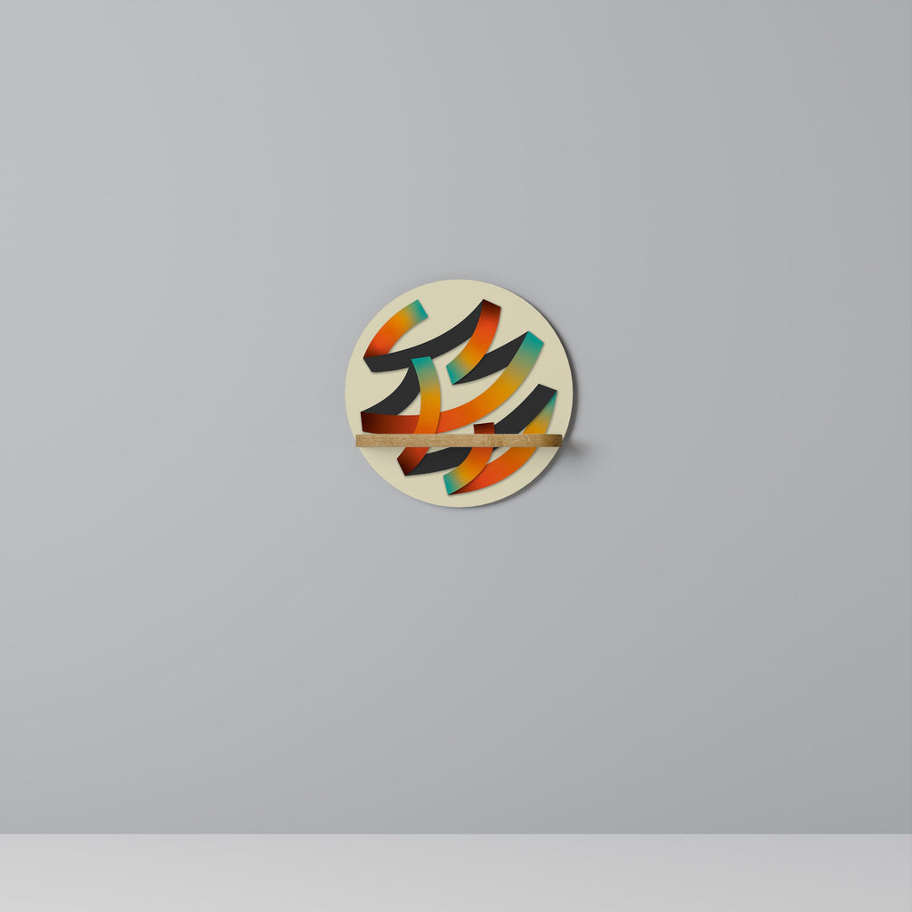 Étagère d'art ronde RIBBON REVERIE effet chêne