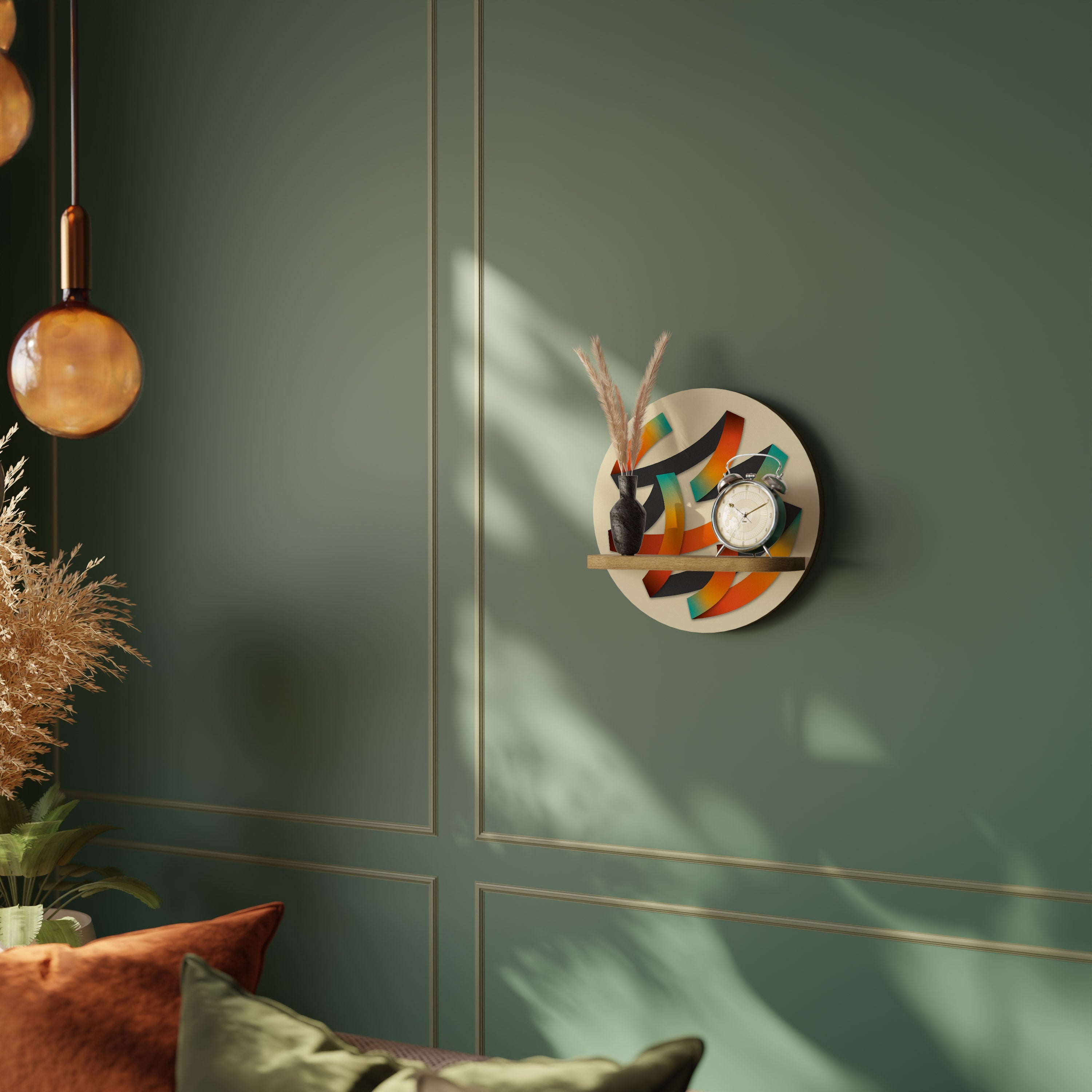 Étagère d'art ronde RIBBON REVERIE effet chêne