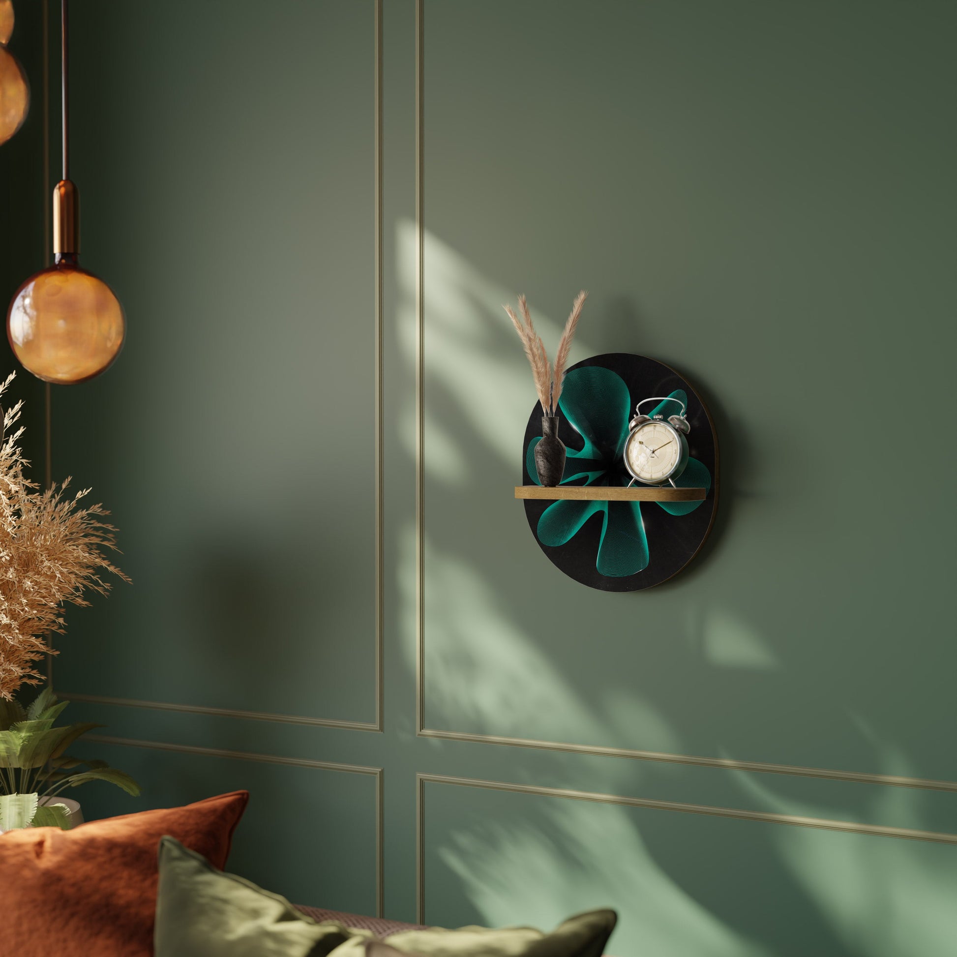 ELECTRIC ILLUSION Oval Art Shelf In Oak Effect