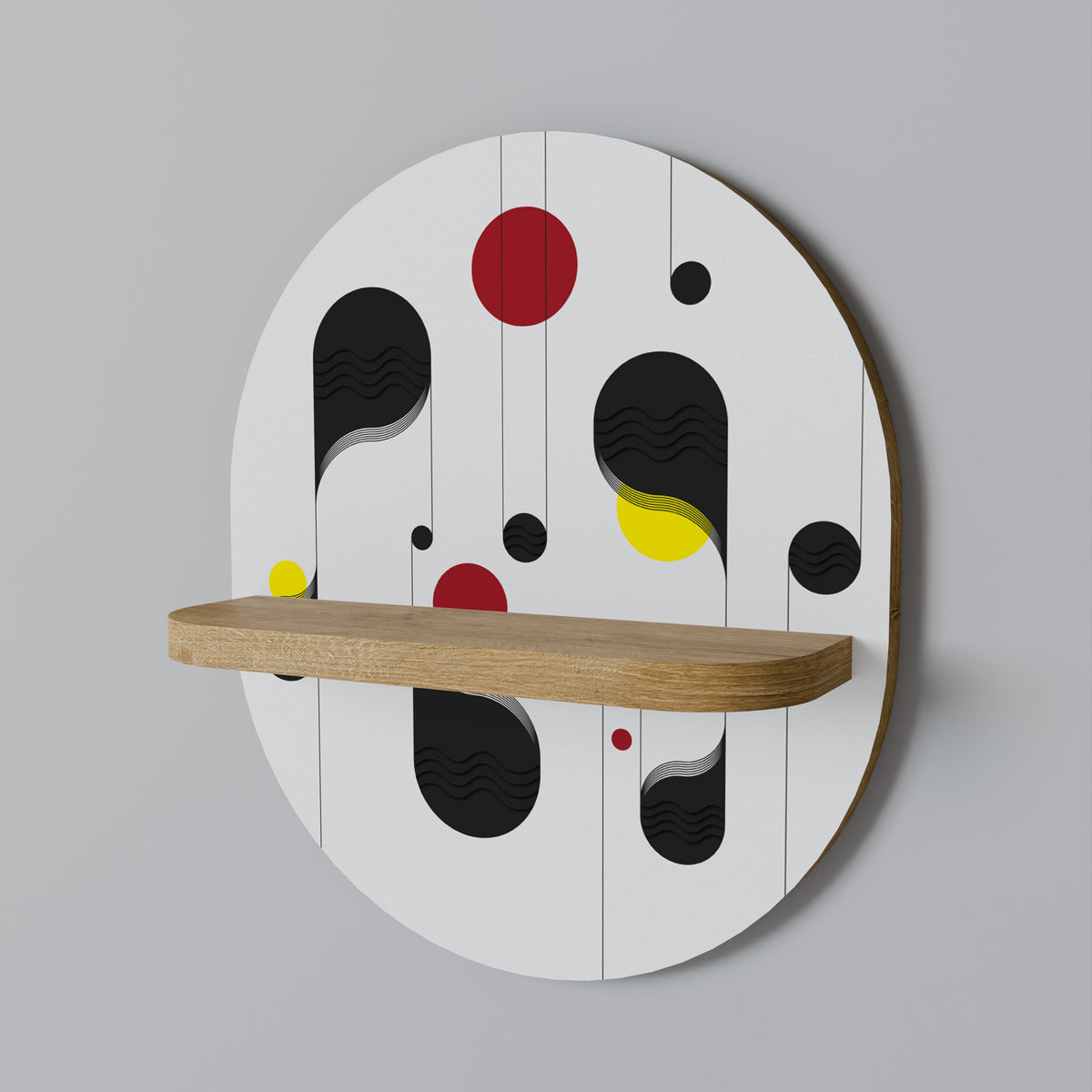 Étagère d'art ovale DOT-TO-DOT LULLABY effet chêne