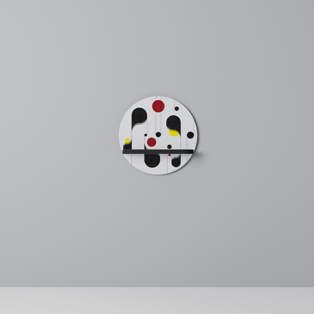 DOT-TO-DOT LULLABY Round Art Shelf In Black Finish