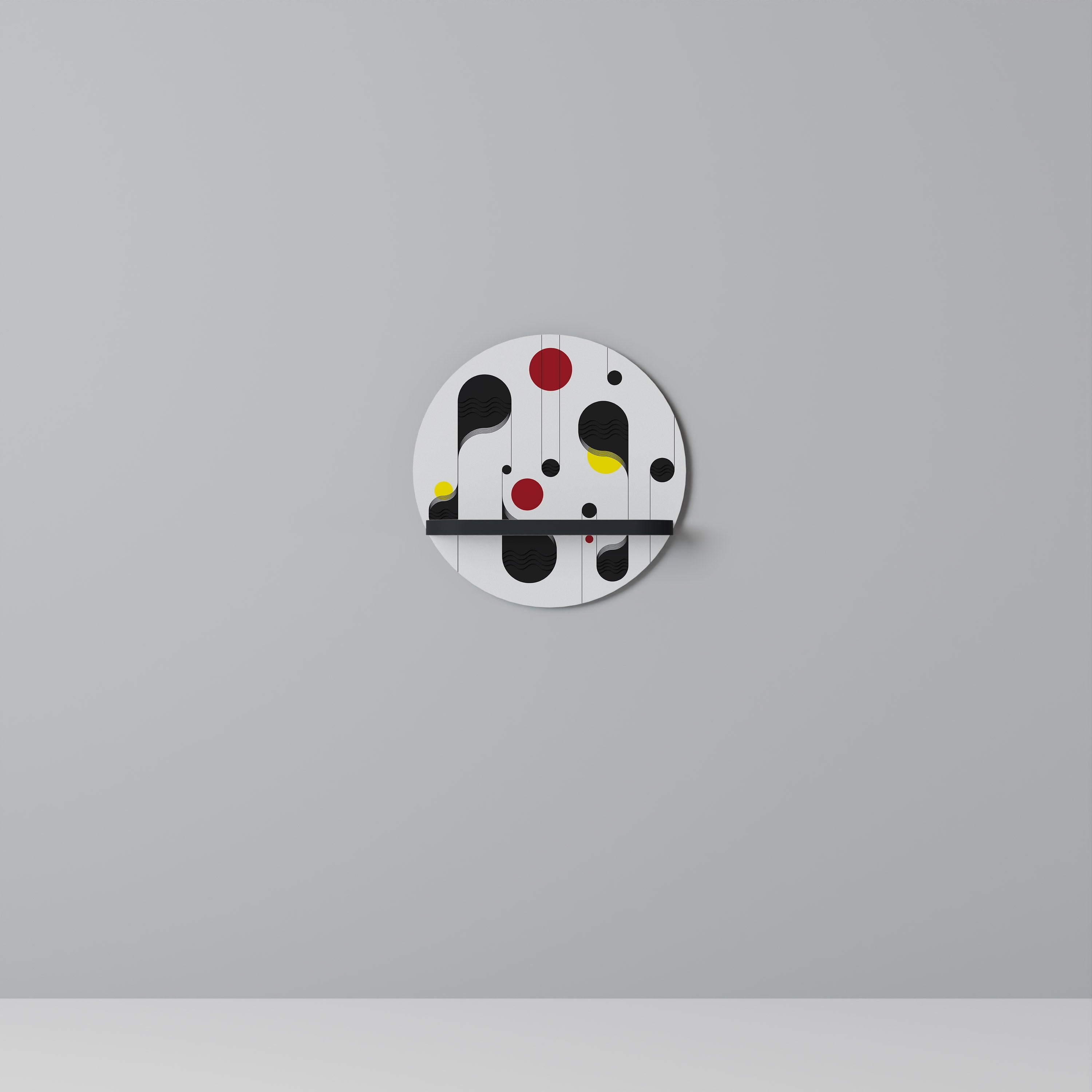 DOT-TO-DOT LULLABY Round Art Shelf In Black Finish