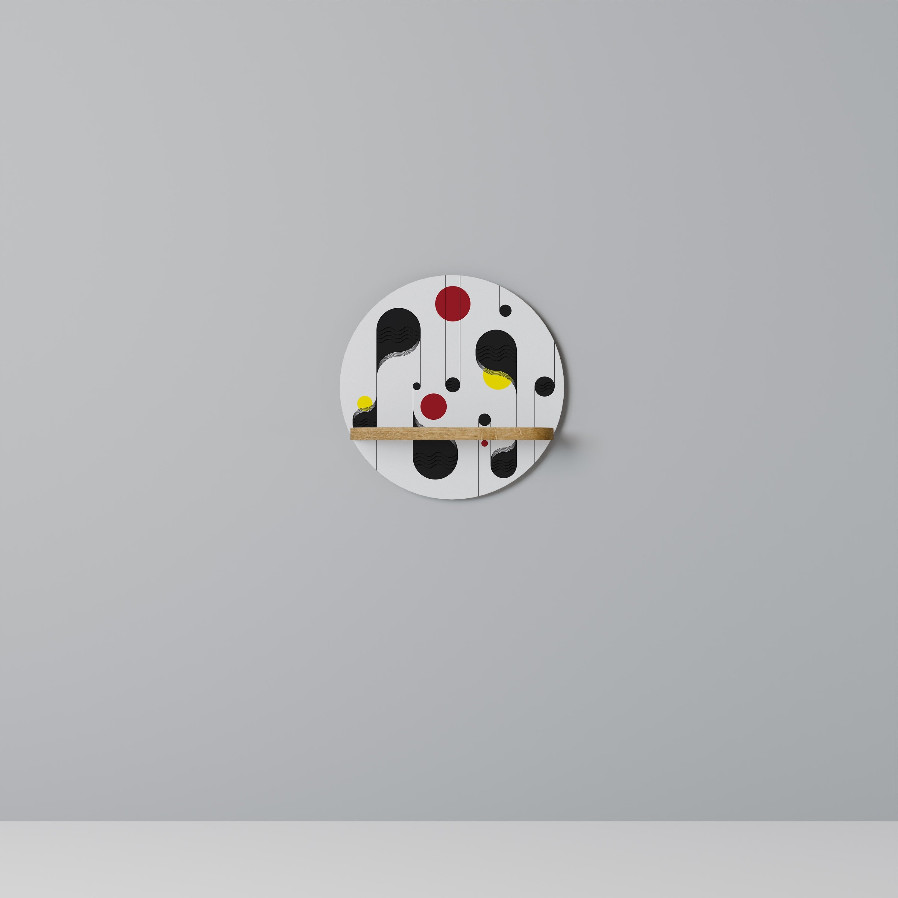 Étagère d'art ronde DOT-TO-DOT LULLABY effet chêne