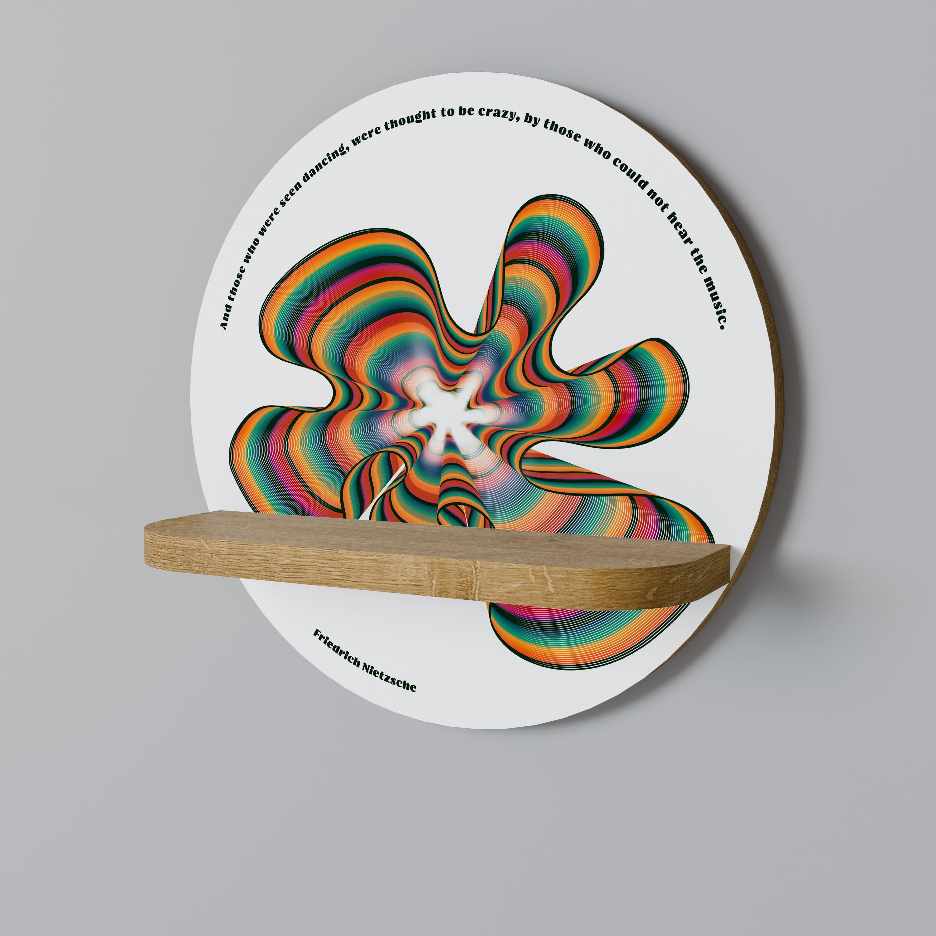 ÉCHOS NOSTALGIQUES [FR] Étagère d'art ronde effet chêne