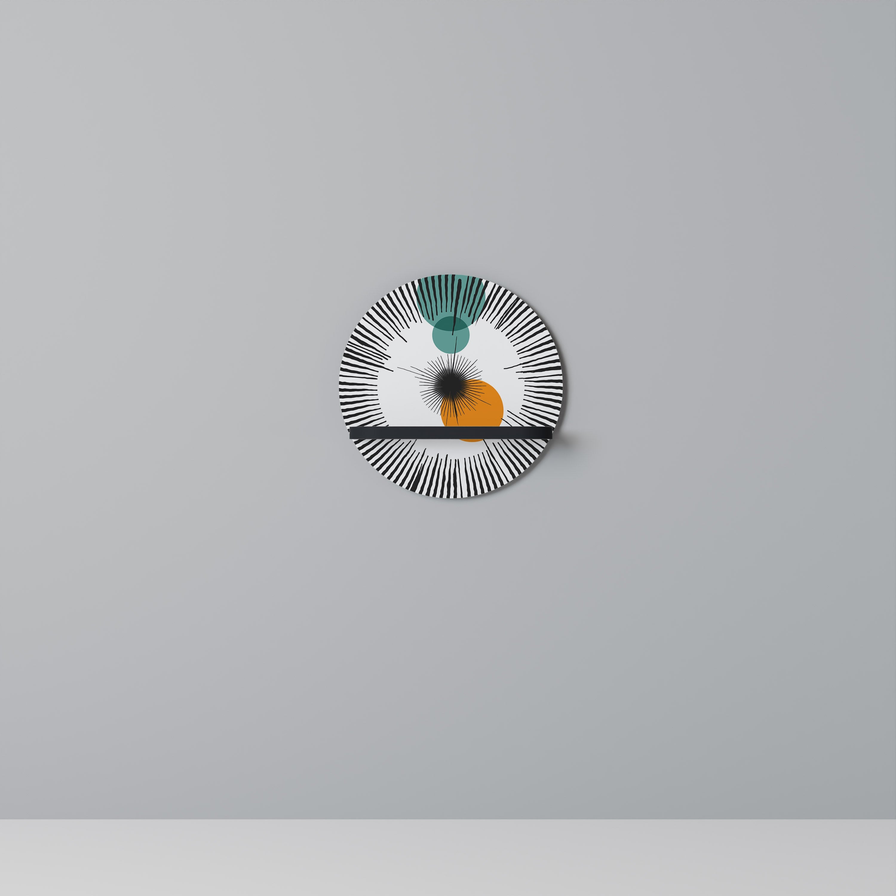 CHROMALINE CREATION Round Art Shelf In Black Finish