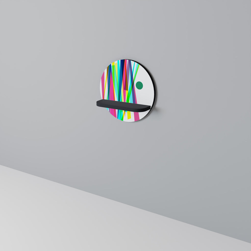 WHIMSY NEON Round Art Shelf In Black Finish