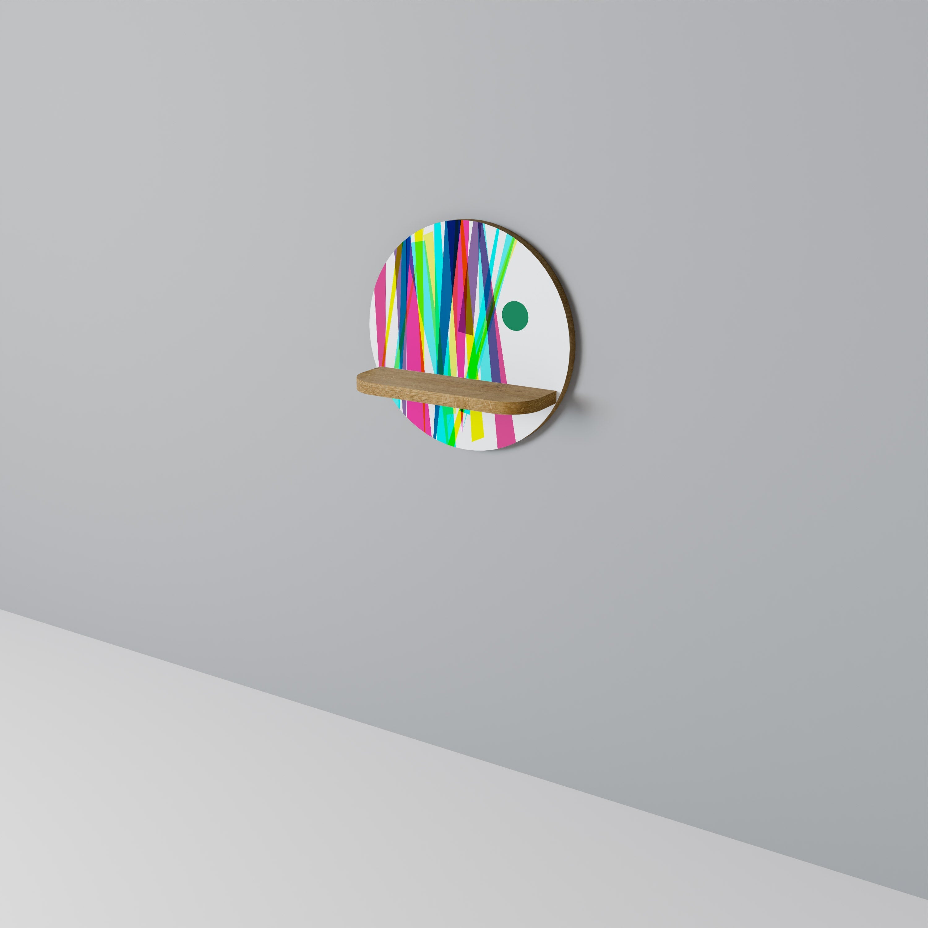 Étagère d'art ronde WHIMSY NEON effet chêne