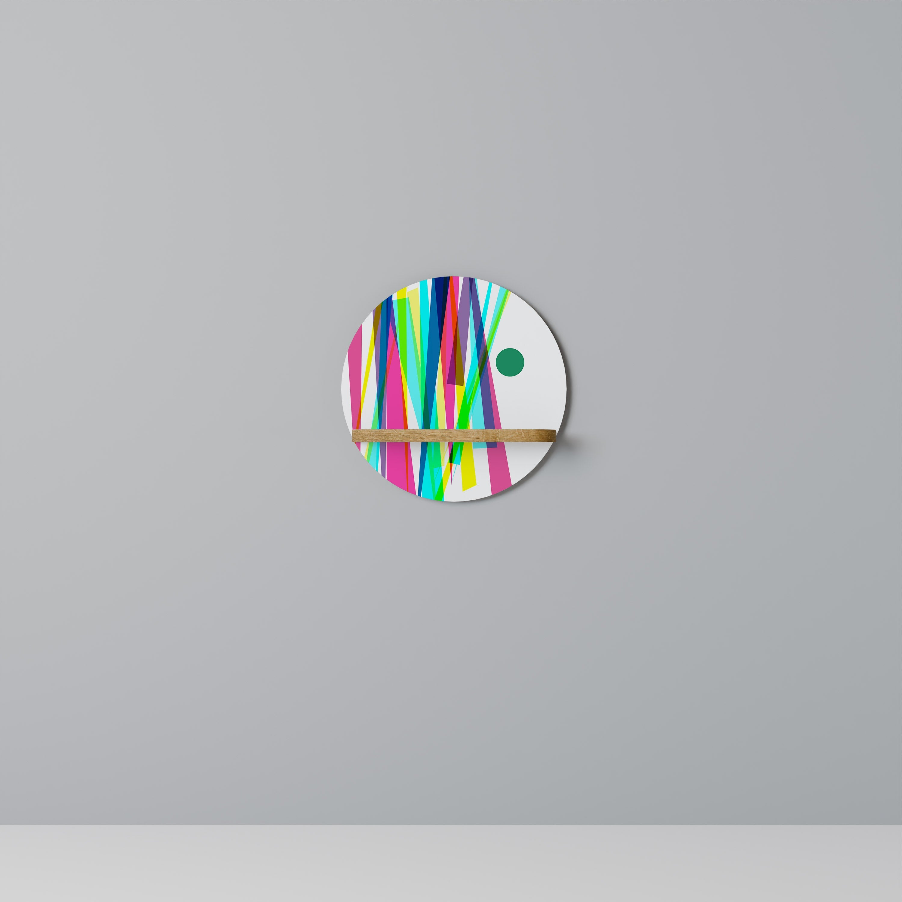 Étagère d'art ronde WHIMSY NEON effet chêne