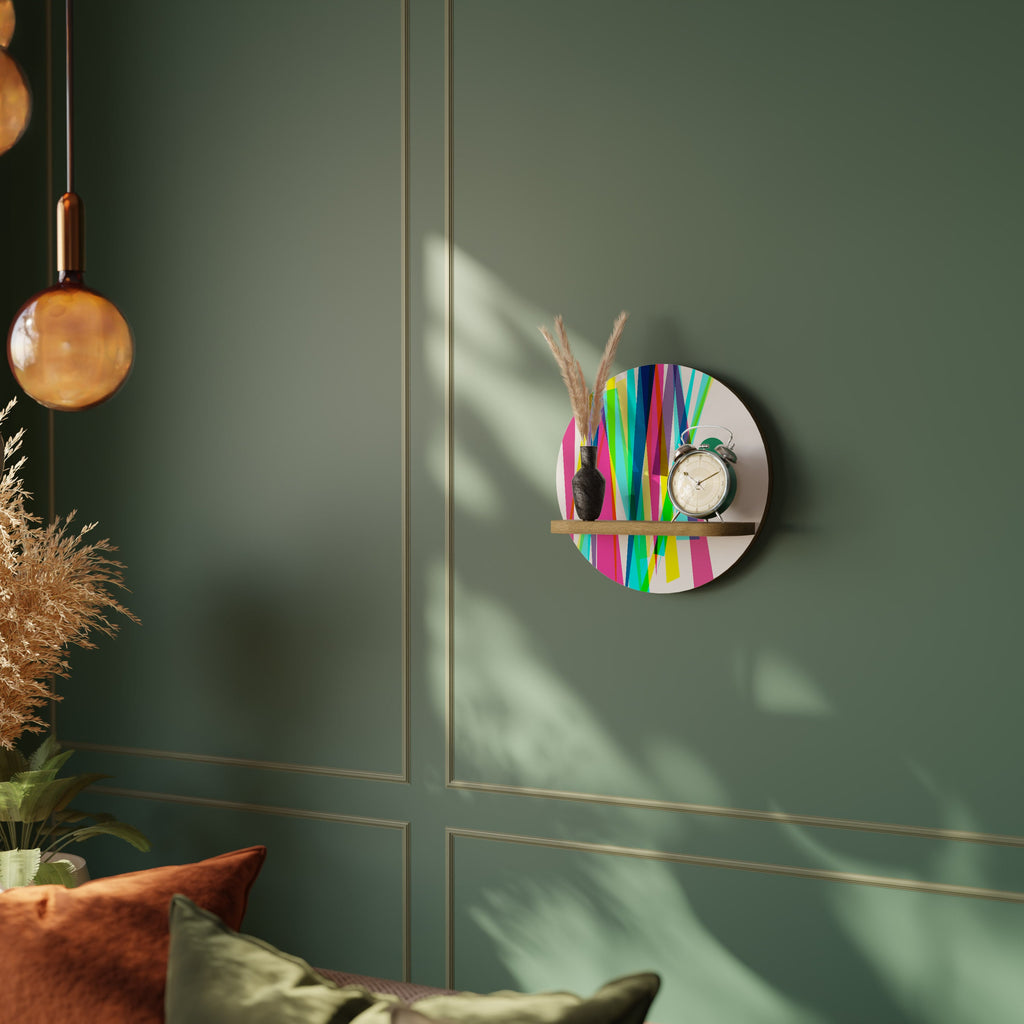 Étagère d'art ronde WHIMSY NEON effet chêne