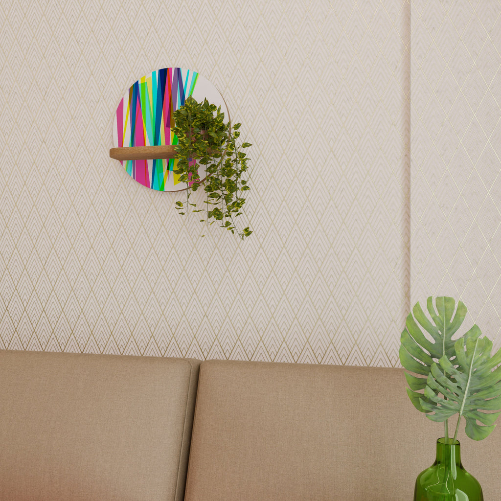 Étagère d'art ronde WHIMSY NEON effet chêne