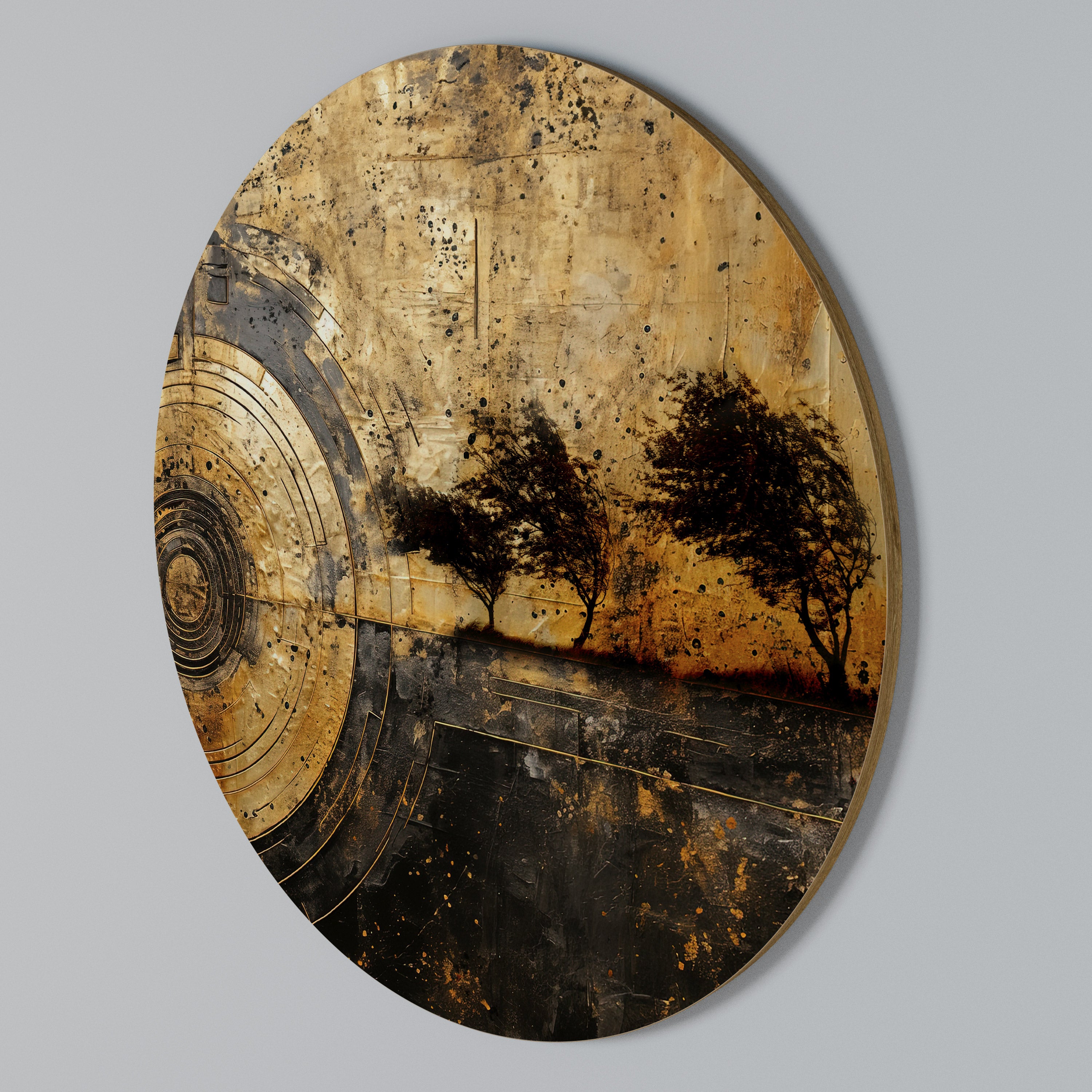 COPPERY EARTHQUAKE Round Wall Art