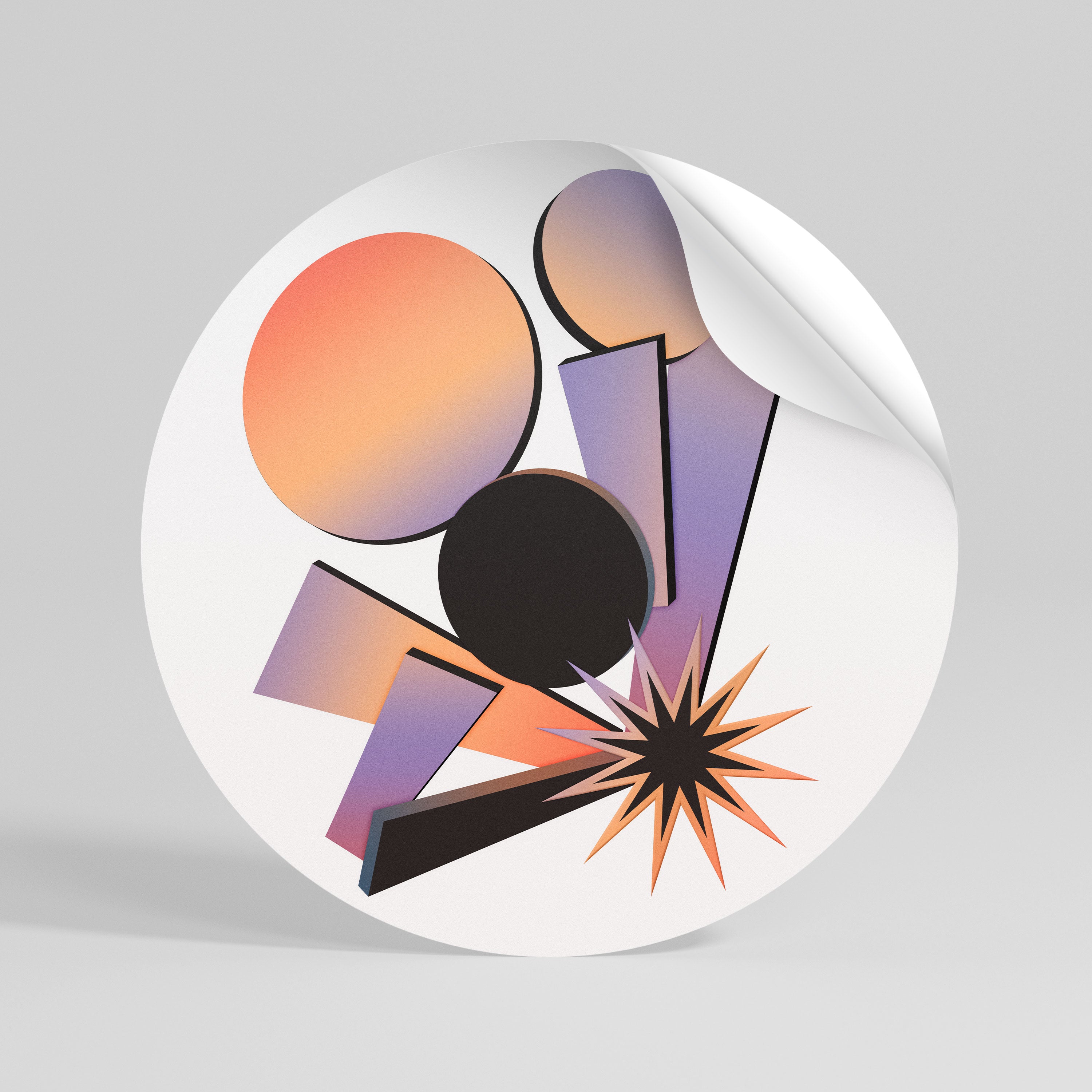 ANGULAR ARTISTRY Peel and Stick Round Sticker
