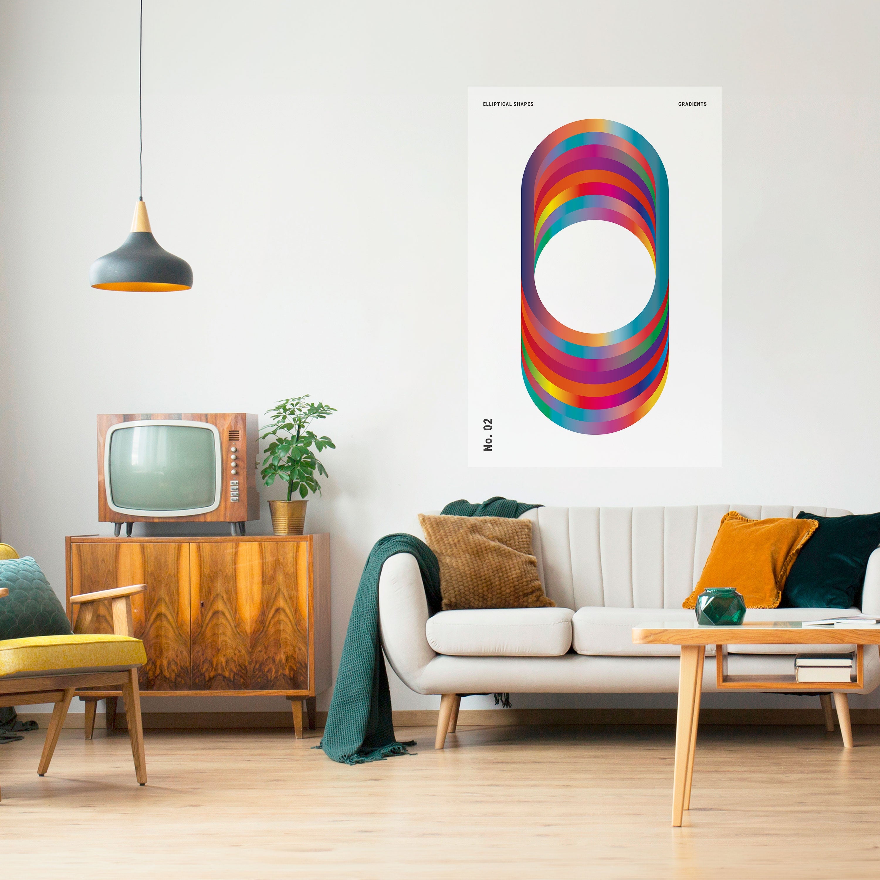 Affiche verticale autocollante à dégradés élastiques