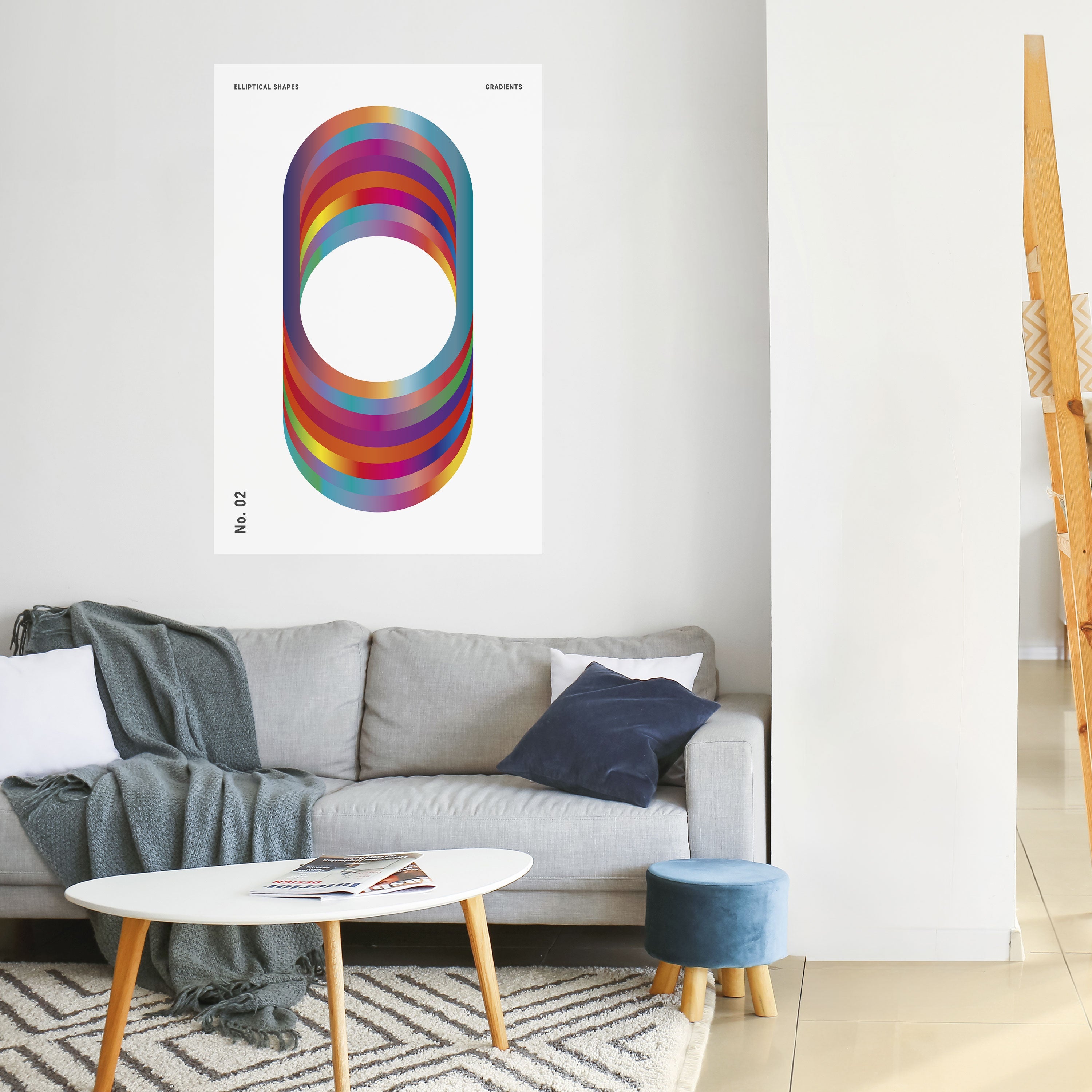 Affiche verticale autocollante à dégradés élastiques