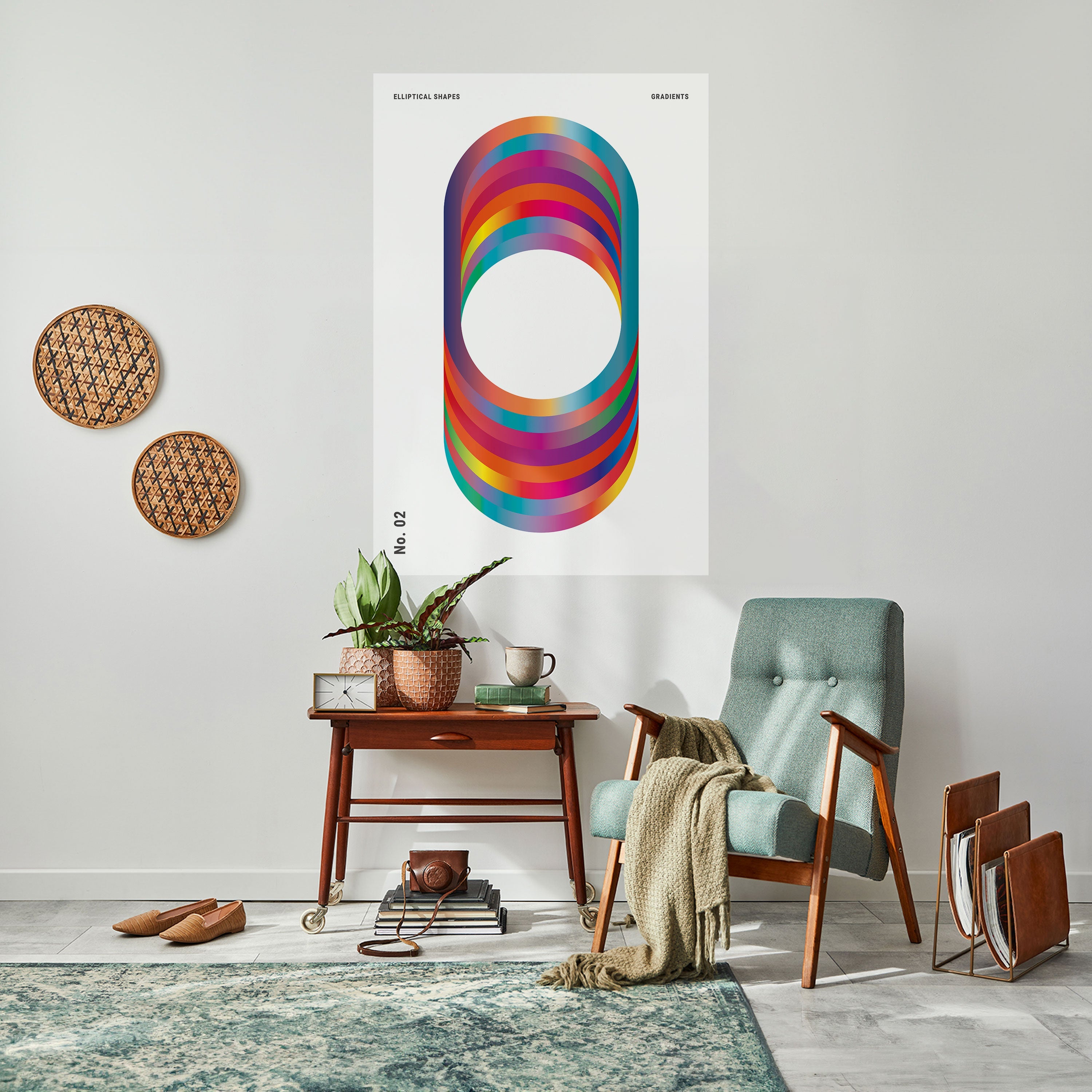 Affiche verticale autocollante à dégradés élastiques