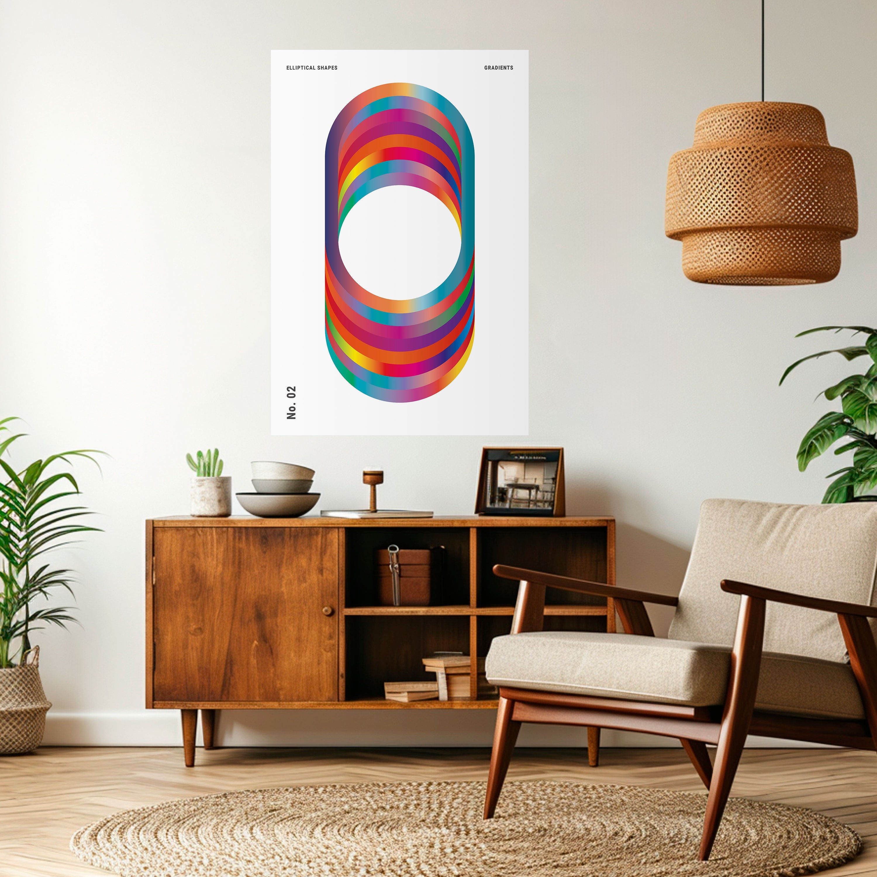 Affiche verticale autocollante à dégradés élastiques