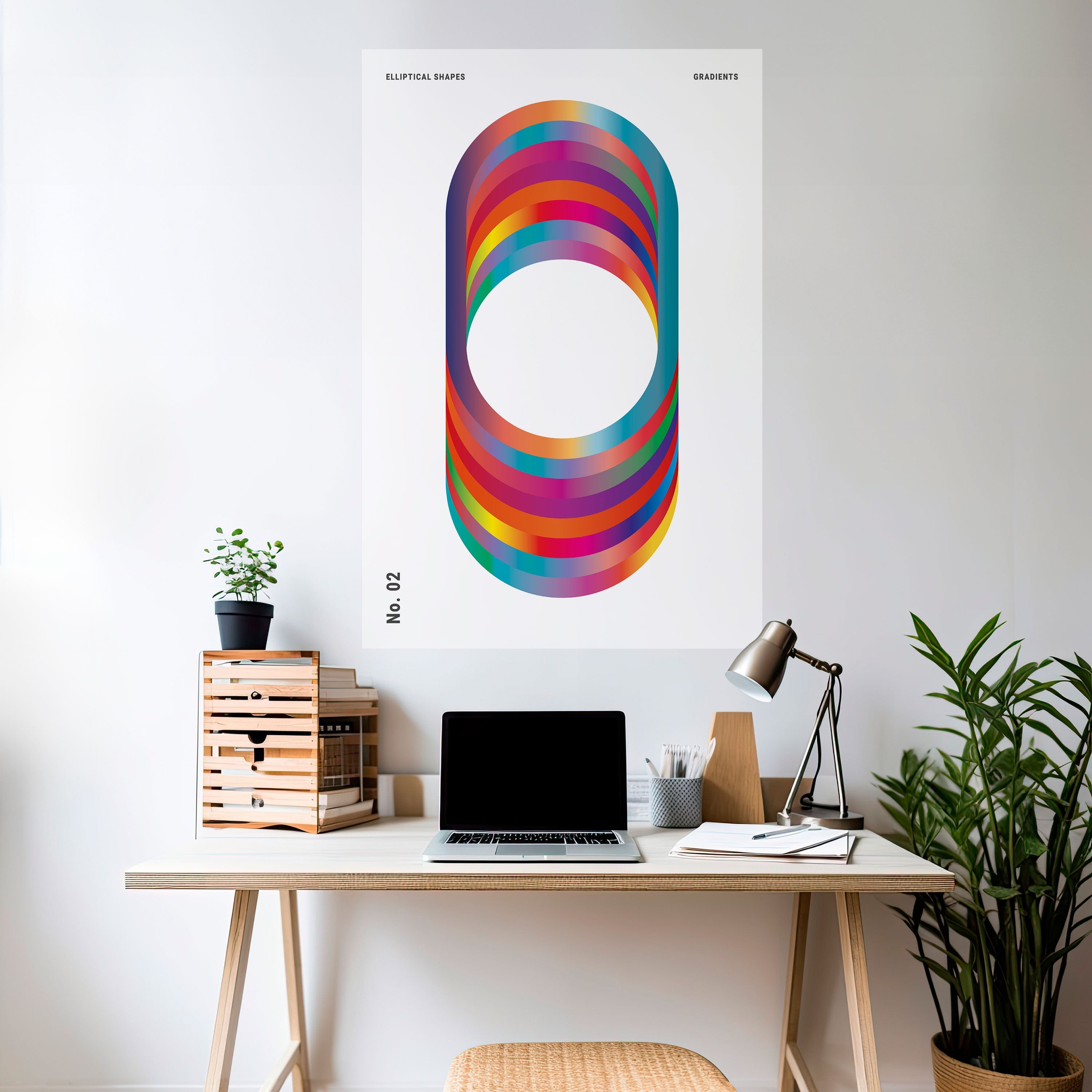 Affiche verticale autocollante à dégradés élastiques