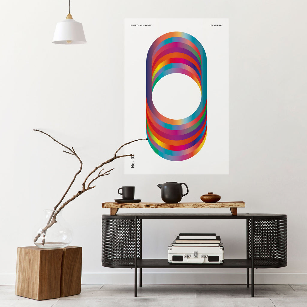 Affiche verticale autocollante à dégradés élastiques