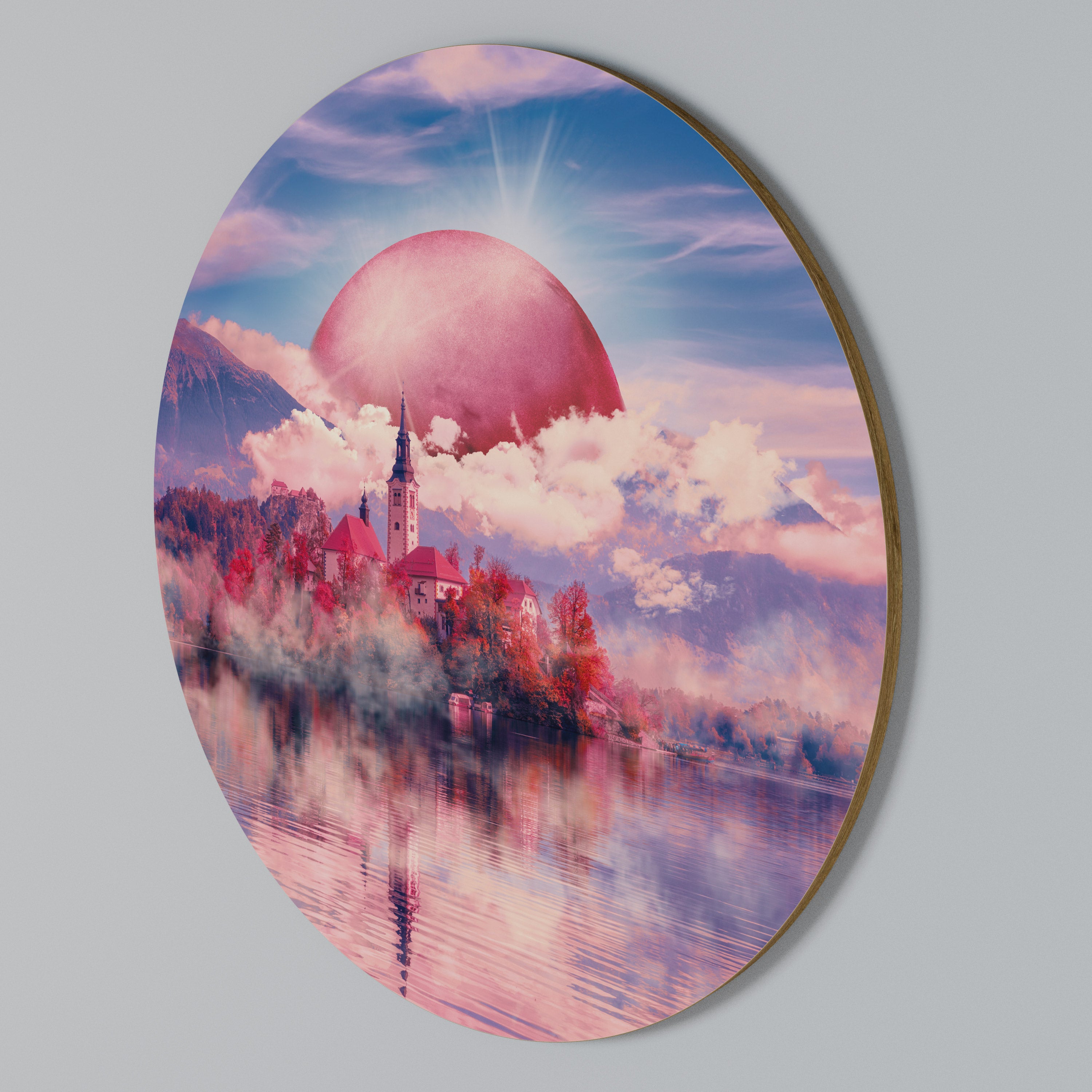 MARS OVER THE BLED LAKE Round Wall Art