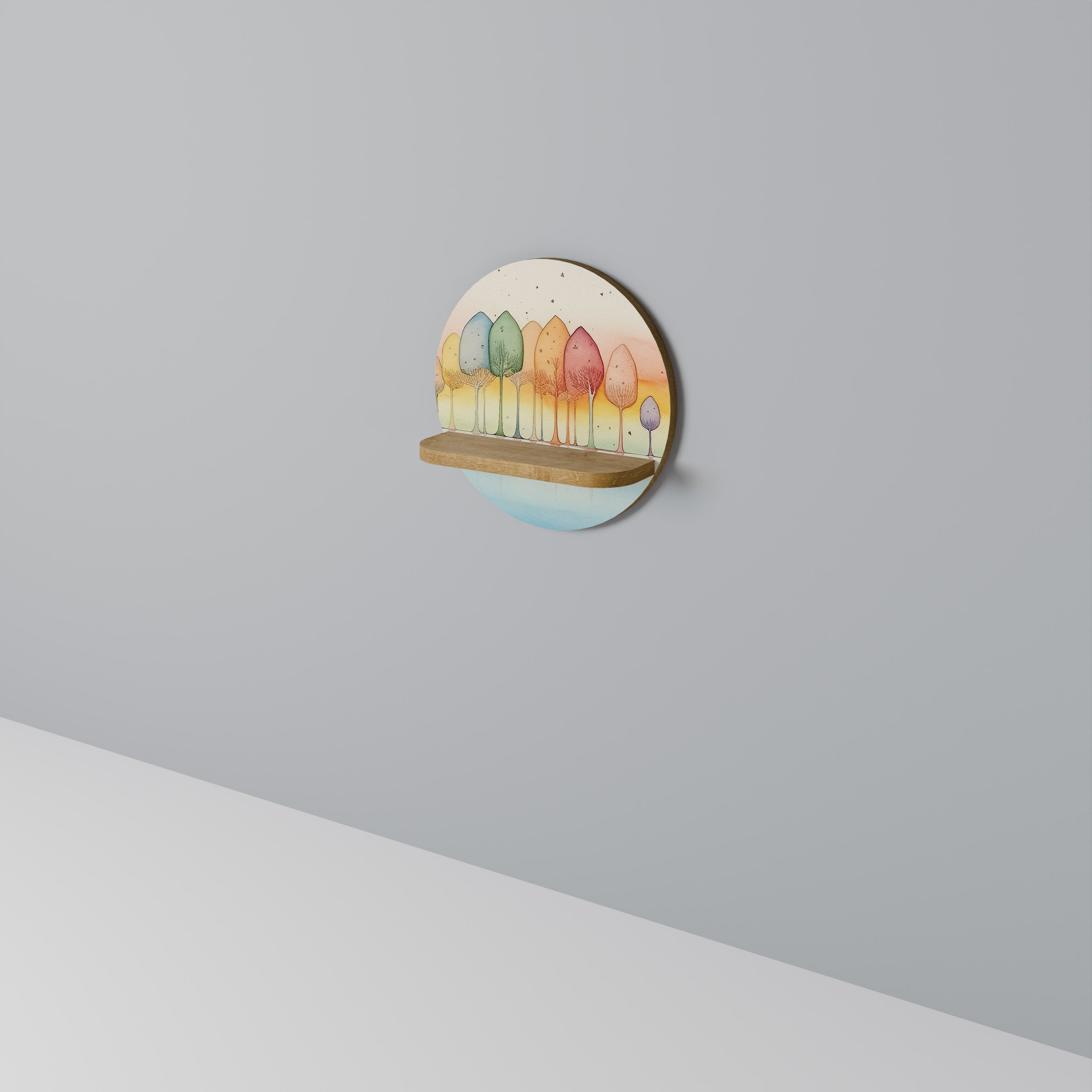 Étagère ronde effet chêne COLORFUL OASIS