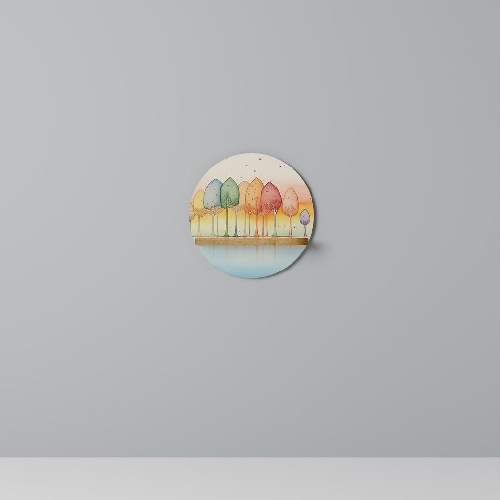 Étagère ronde effet chêne COLORFUL OASIS