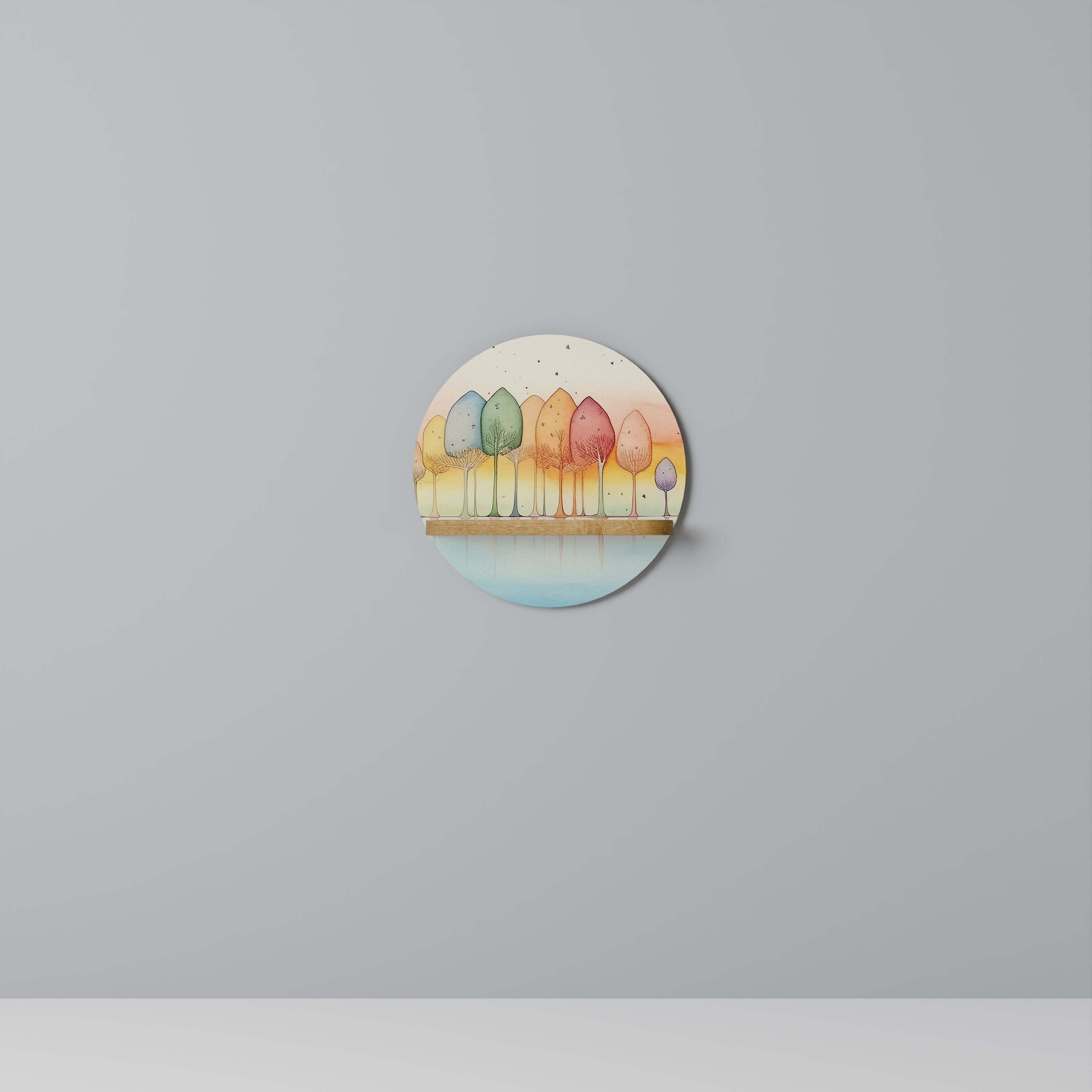 Étagère ronde effet chêne COLORFUL OASIS