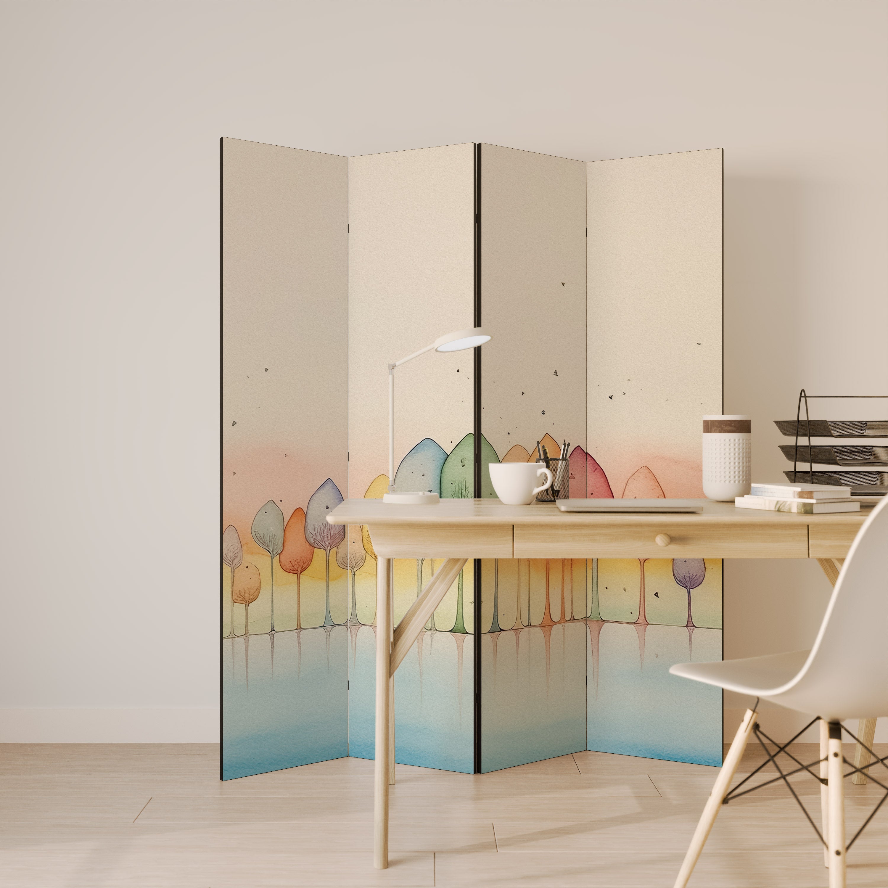 COLORFUL OASIS Decorative 4-Panel Room Divider