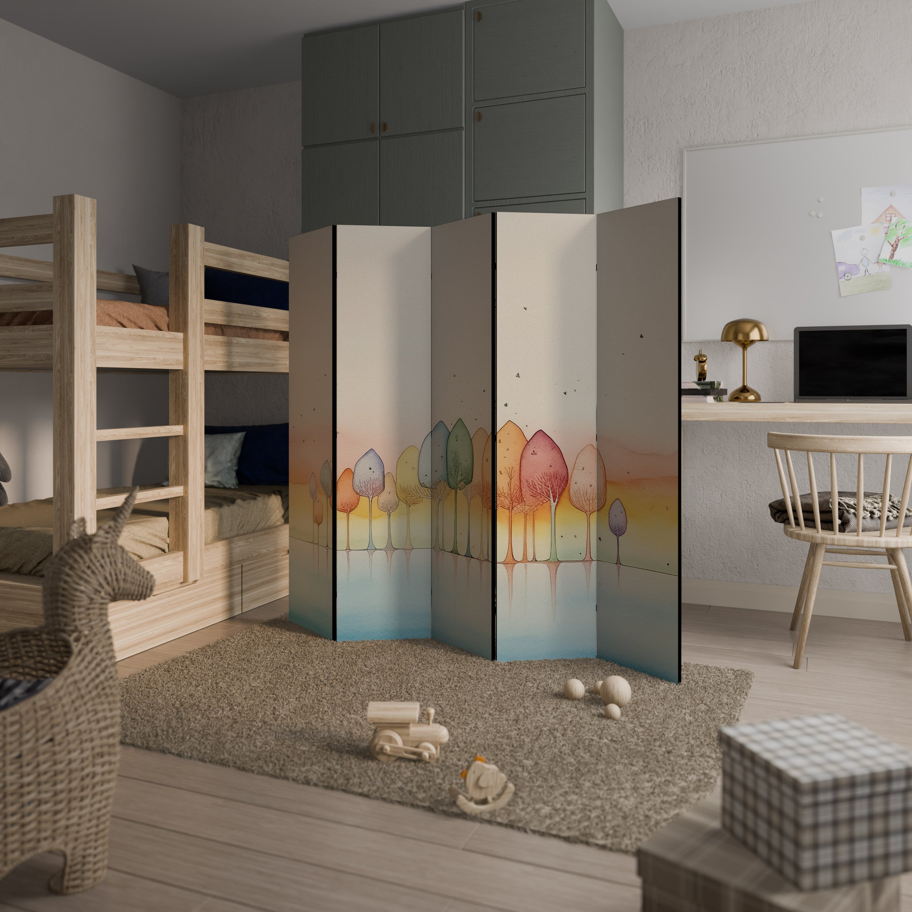COLORFUL OASIS 5-Panel Room Divider